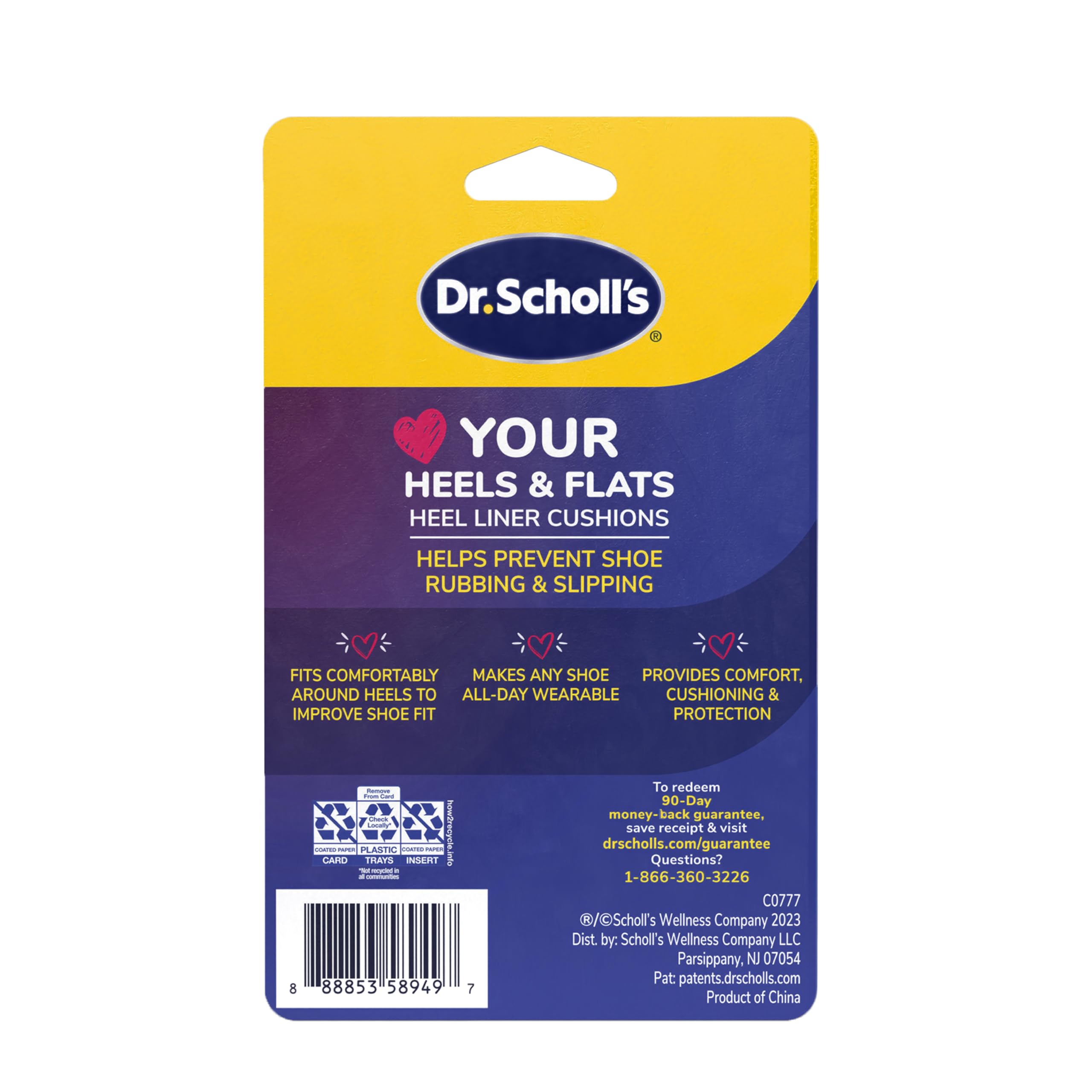 Easy application of Dr. Scholl's Love Your Heels liners in a shoe