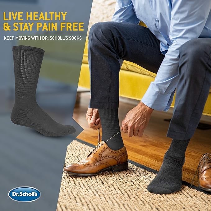 Dr. Scholl's stay-up design demonstrated with leg wear for secure all-day wear