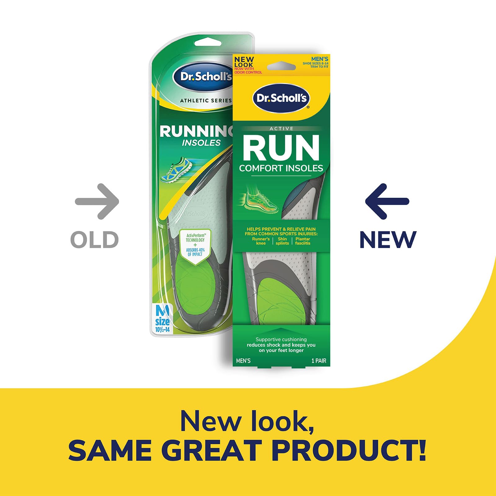 Dr. Scholl's Run Active Comfort heel-to-toe design visible for shock reduction