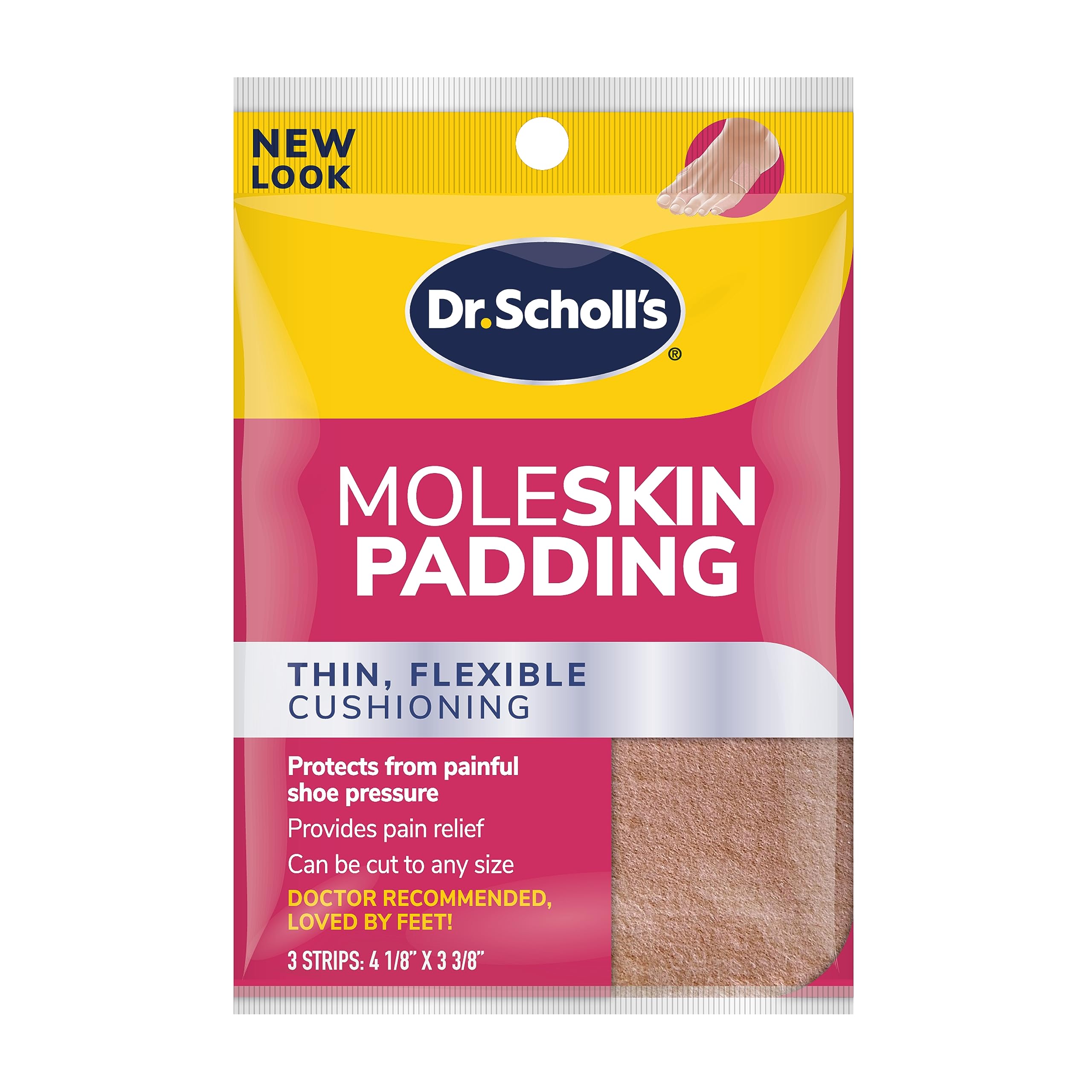 Dr. Scholl's Tiras Moleskin Delgadas para zapatos ajustados, acolchado suave.