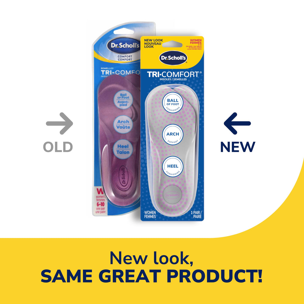Dr. Scholl's Tri-Comfort under-ball cushioning absorbs impact during long walks.