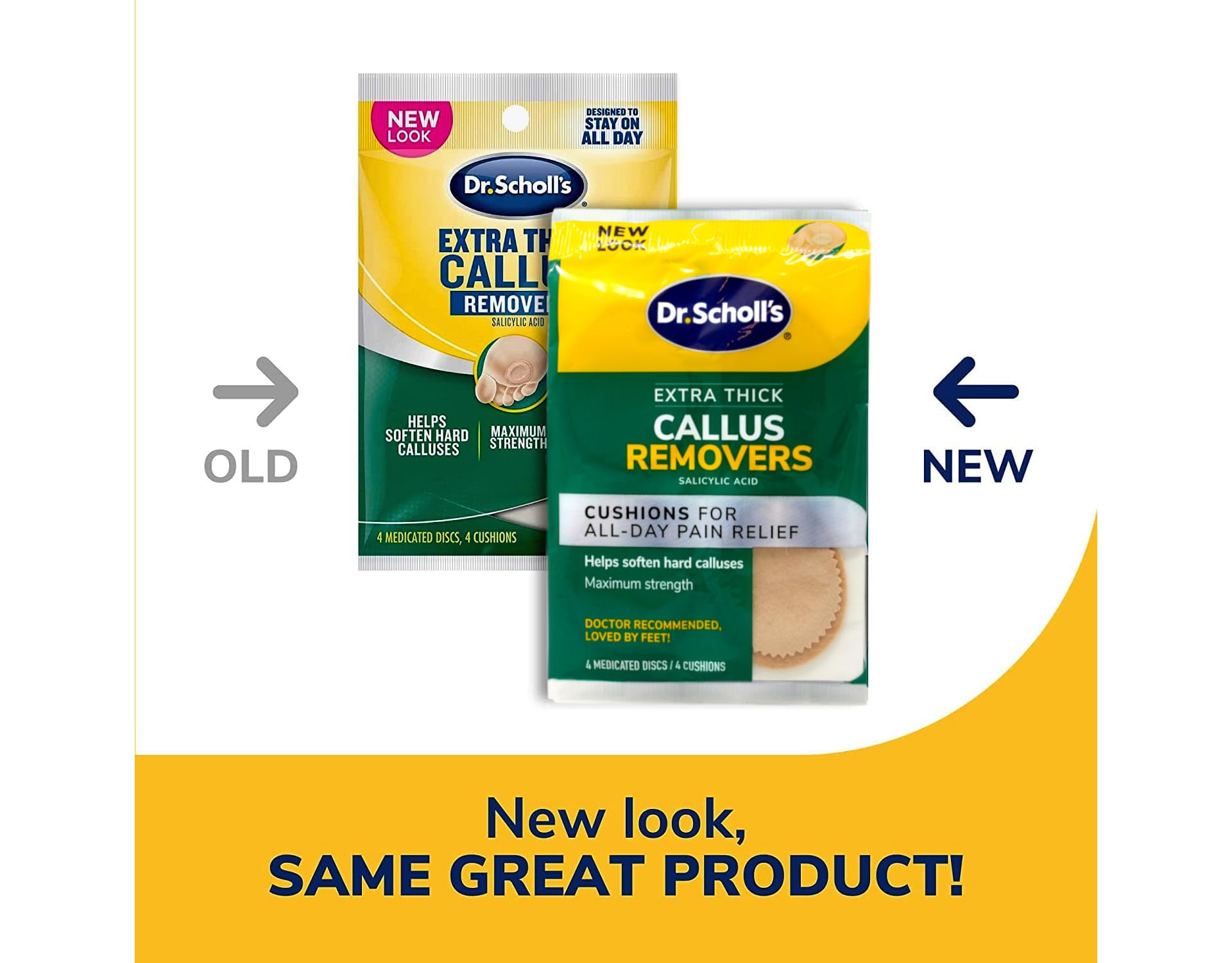 Dr Scholl's two-pack display highlighting eight cushions total