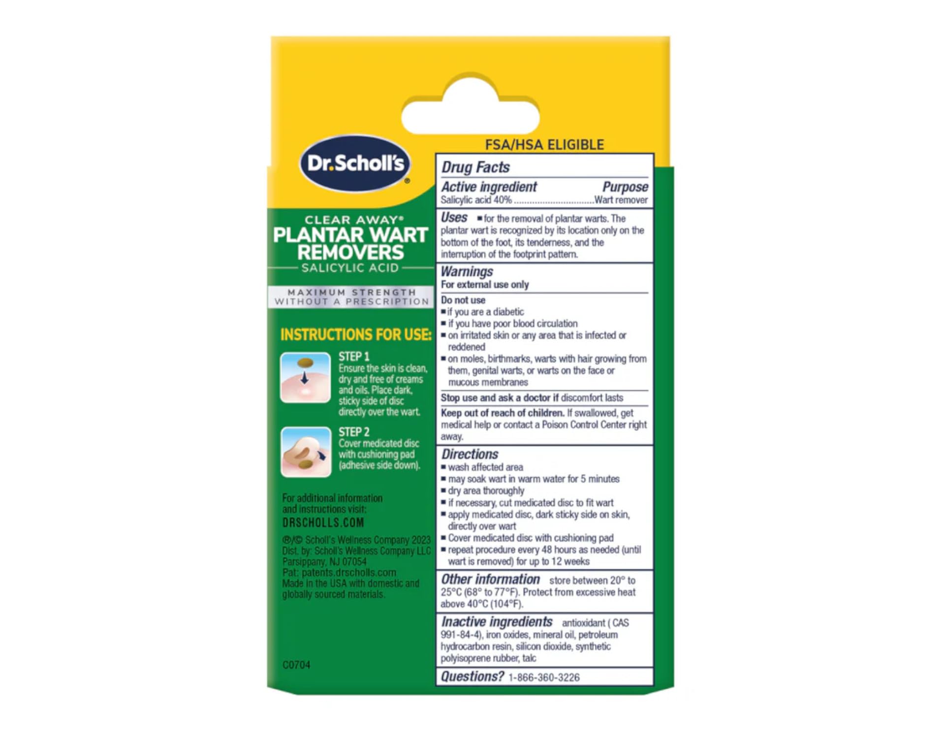 Plantar wart remover applicator pad from Dr. Scholl's kit.