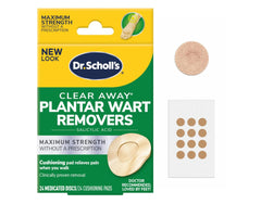 Two-pack display of Dr. Scholl's Clear Away Wart Remover Plantar.