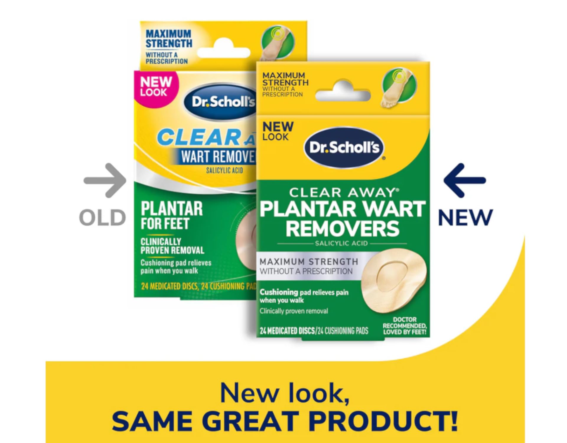 Label detail showing 24 treatments per pack by Dr. Scholl's.