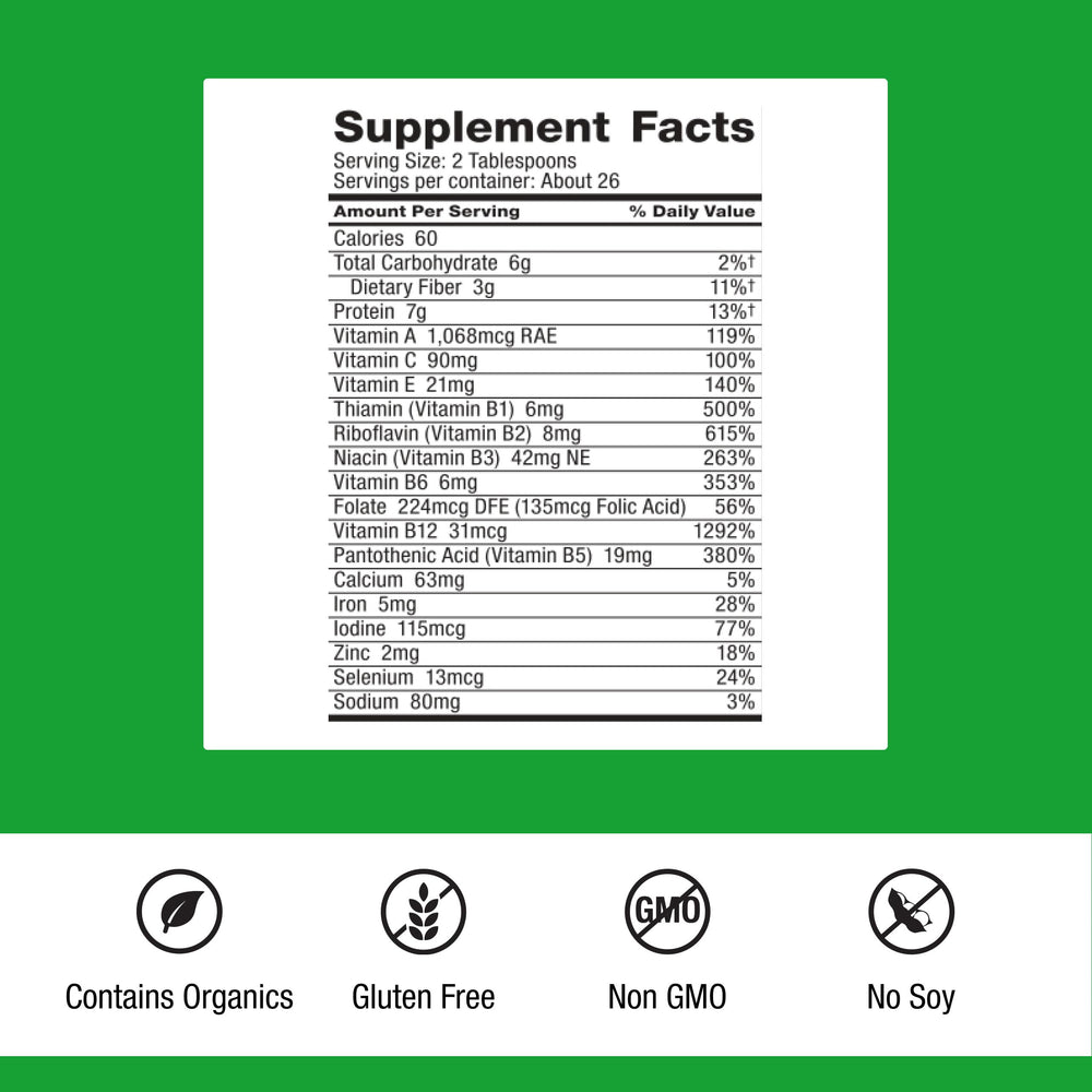 Dr. Schulze's SuperFood Plus bottle with scoop ready for daily energy.