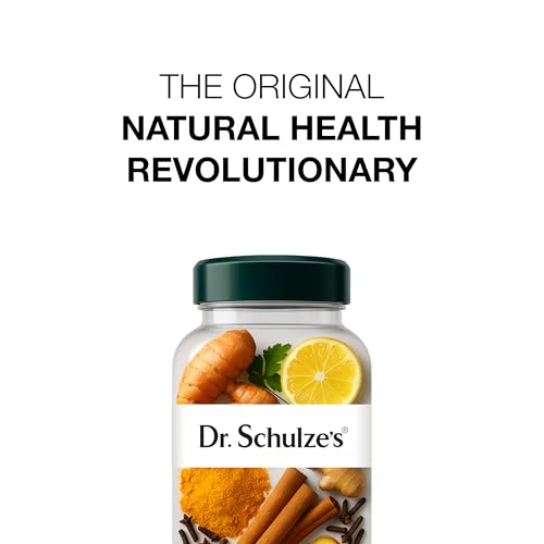 Dr. Schulze's SuperFood Plus ingredient list highlights vegan, gluten-free, non-GMO.