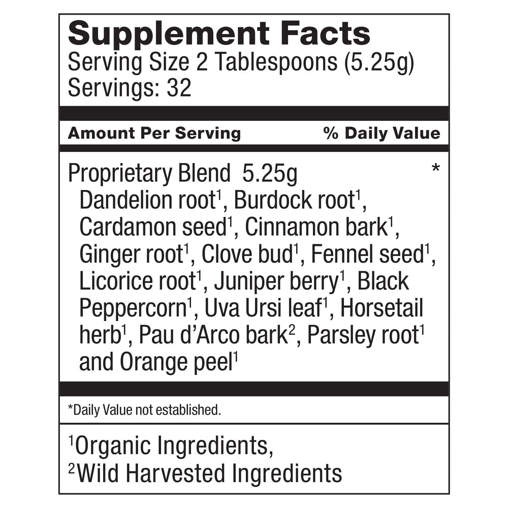 Dr. Schulze's Detox Tea dried herbs highlighting traditional ingredients for digestive comfort