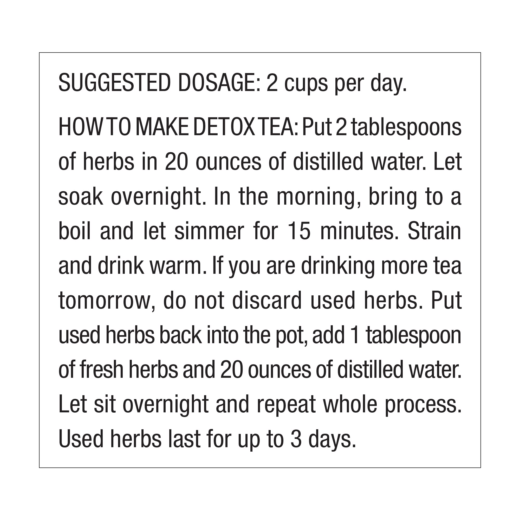 Dr. Schulze's Detox Tea ingredients label pointing to ginger, fennel, and licorice for soothing digestion