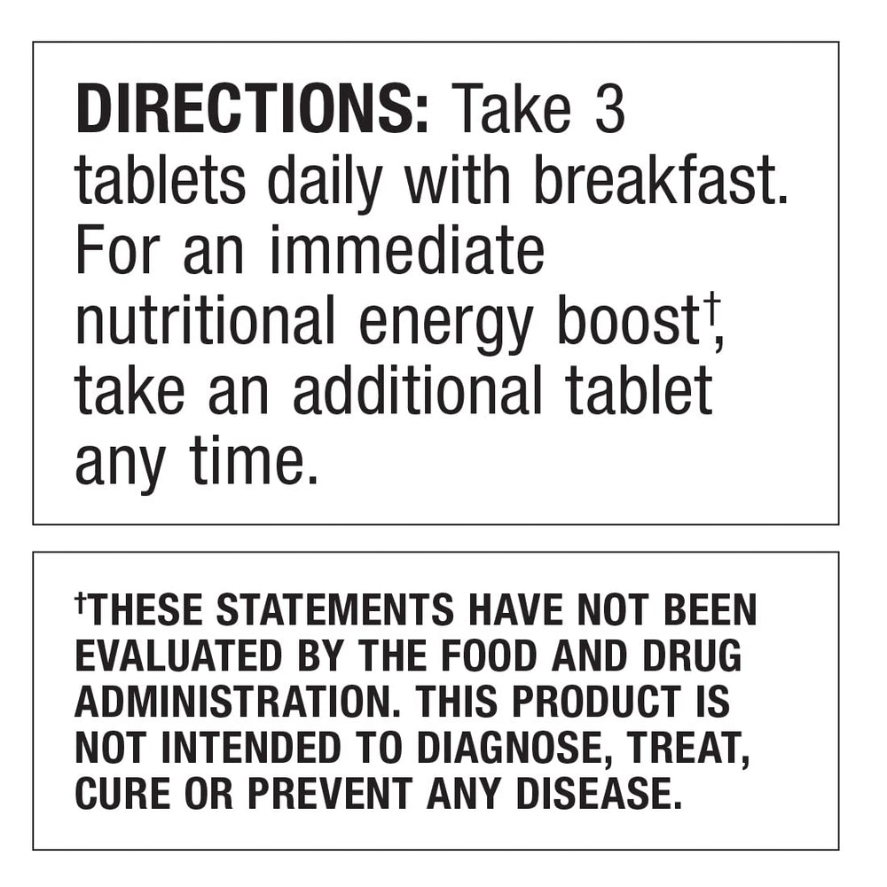 Dr. Schulze's SuperFood 100 nutrition panel close-up emphasizes full vitamin coverage.
