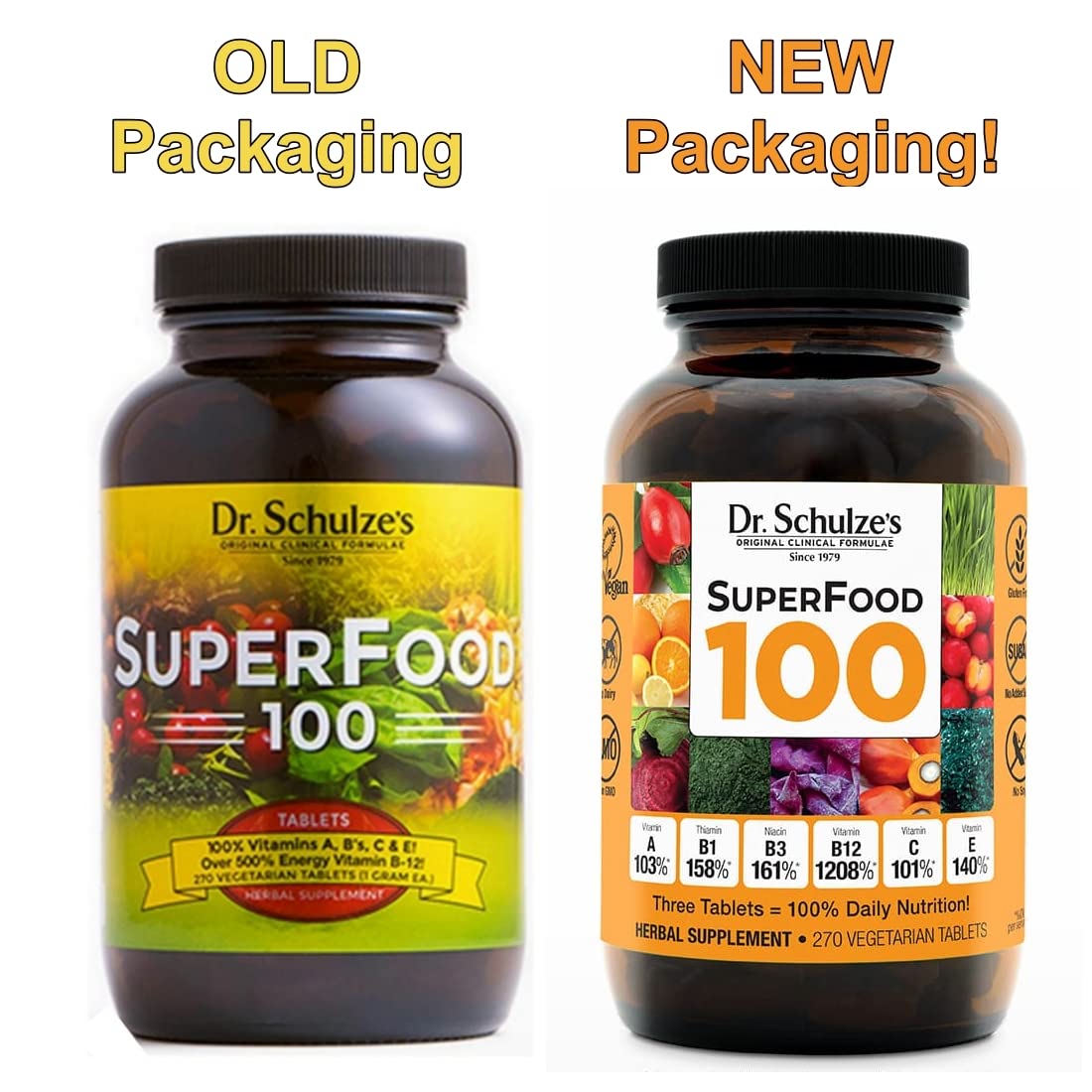 Dr. Schulze's SuperFood 100 scoop measuring easy daily nutrition.