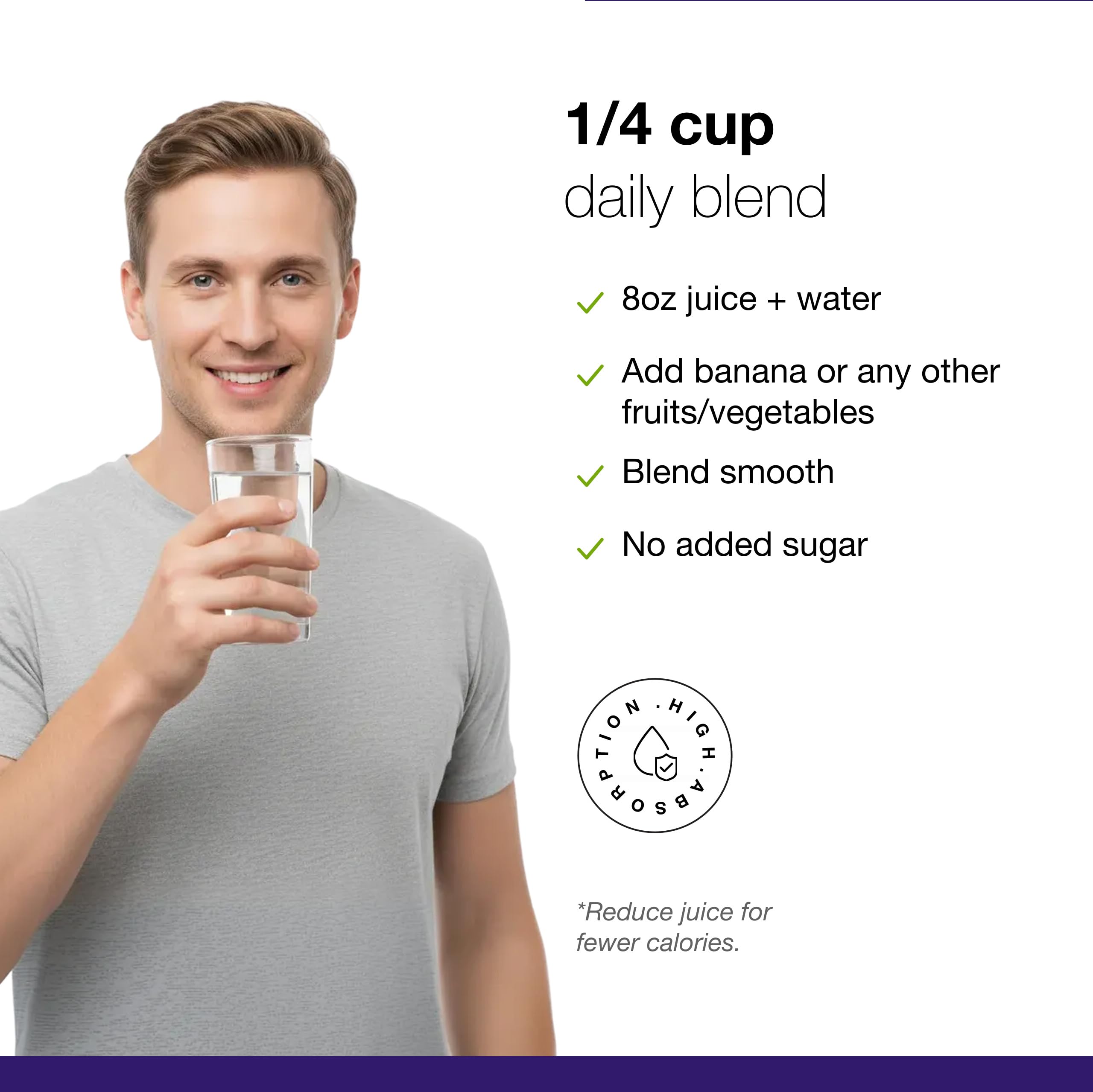 Powder texture closeup shows fine, smooth mix ideal for smoothies.