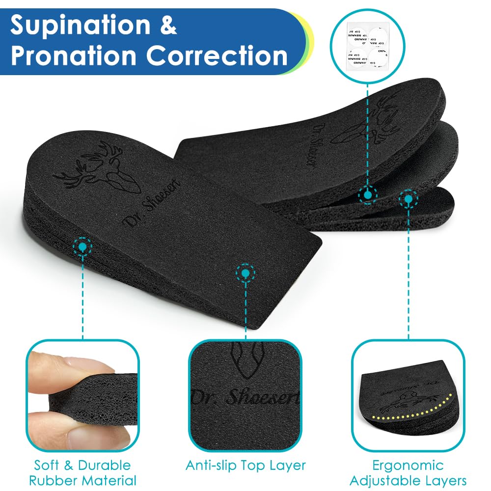 Dr. Shoesert 3-layer heel wedge top view highlighting height adjustability for comfort