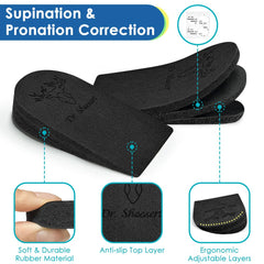 Dr. Shoesert 3-layer heel wedge top view highlighting height adjustability for comfort