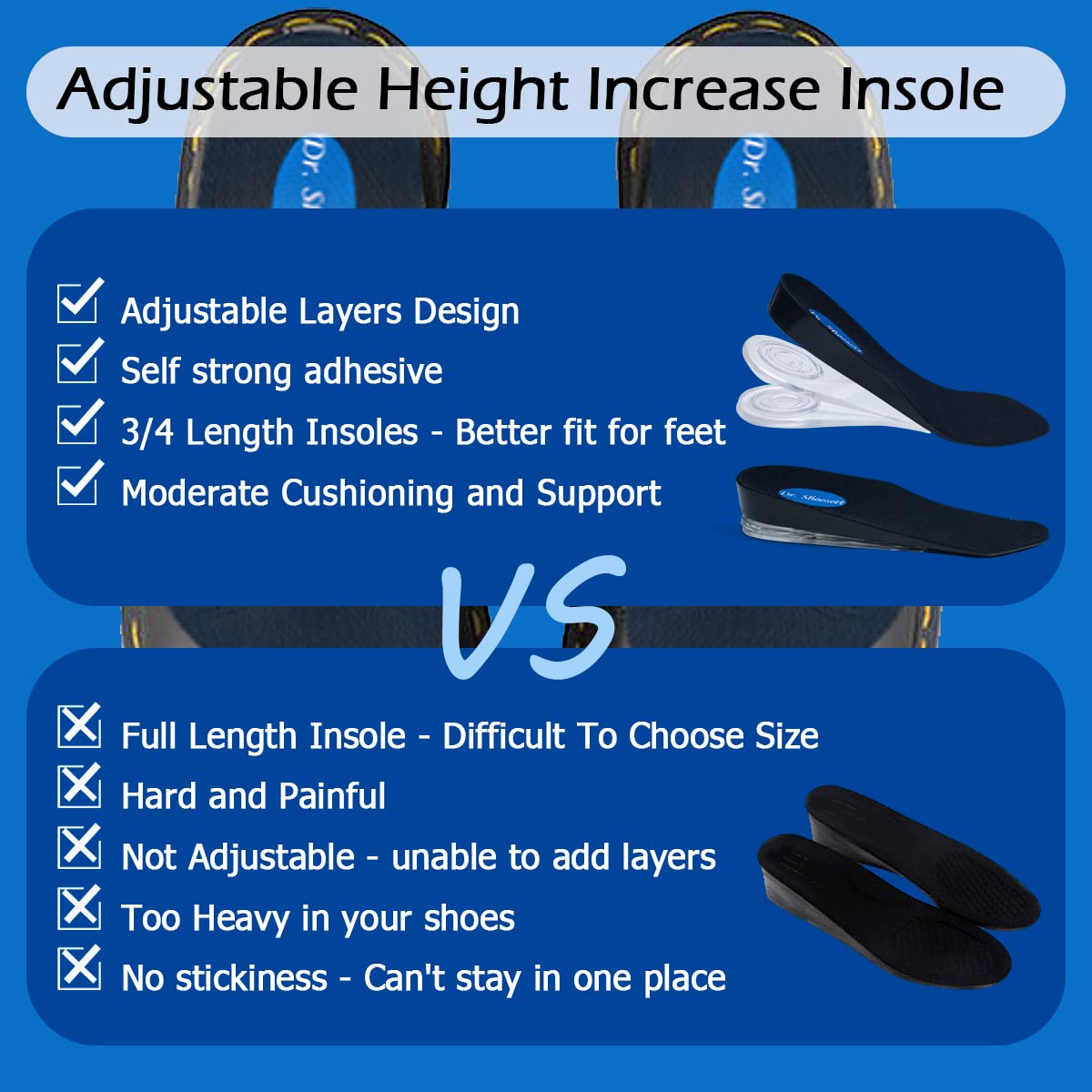 Dr. Shoesert packaging shows two self-adhesive layers for customization