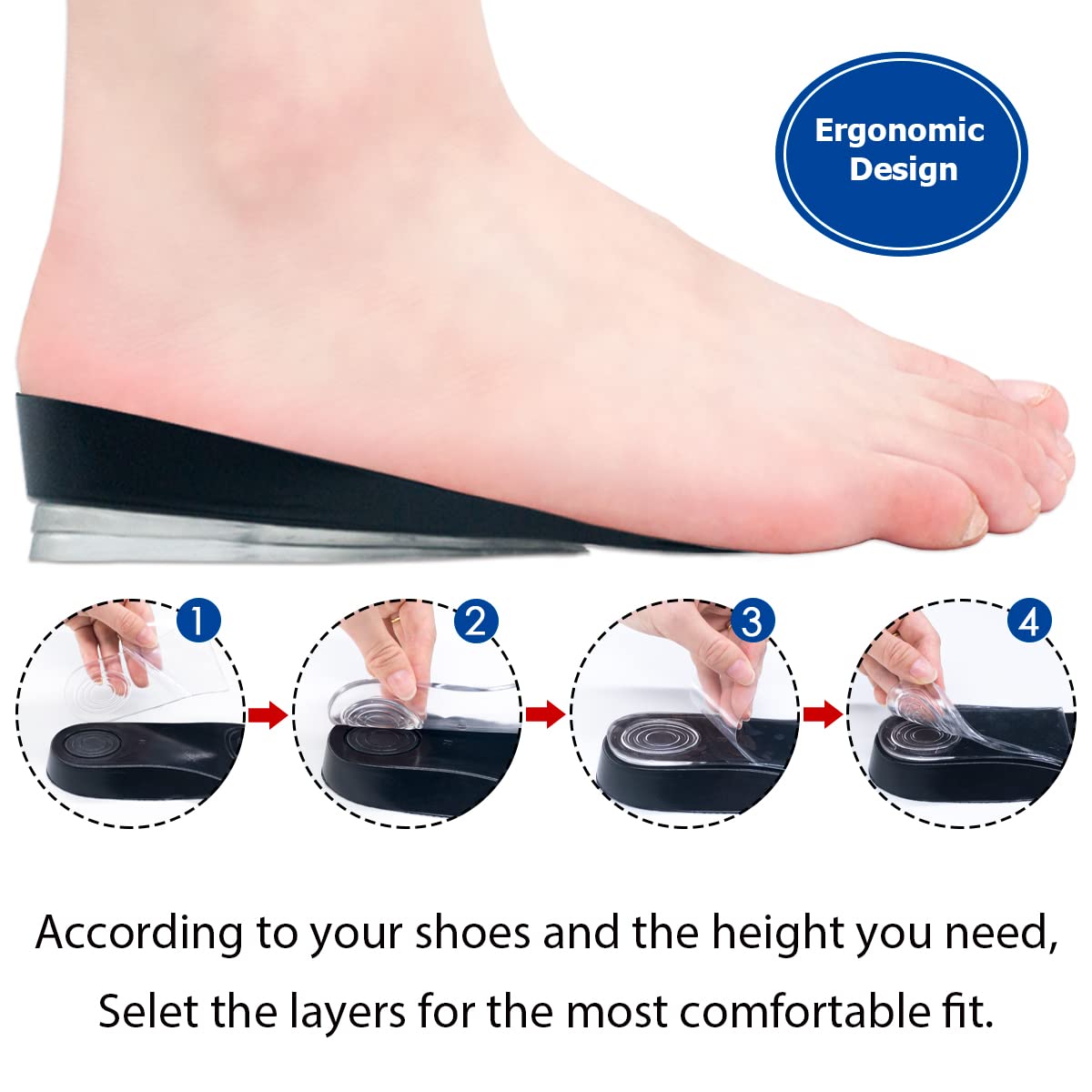 Dr. Shoesert in-use with sneakers demonstrating invisible lift