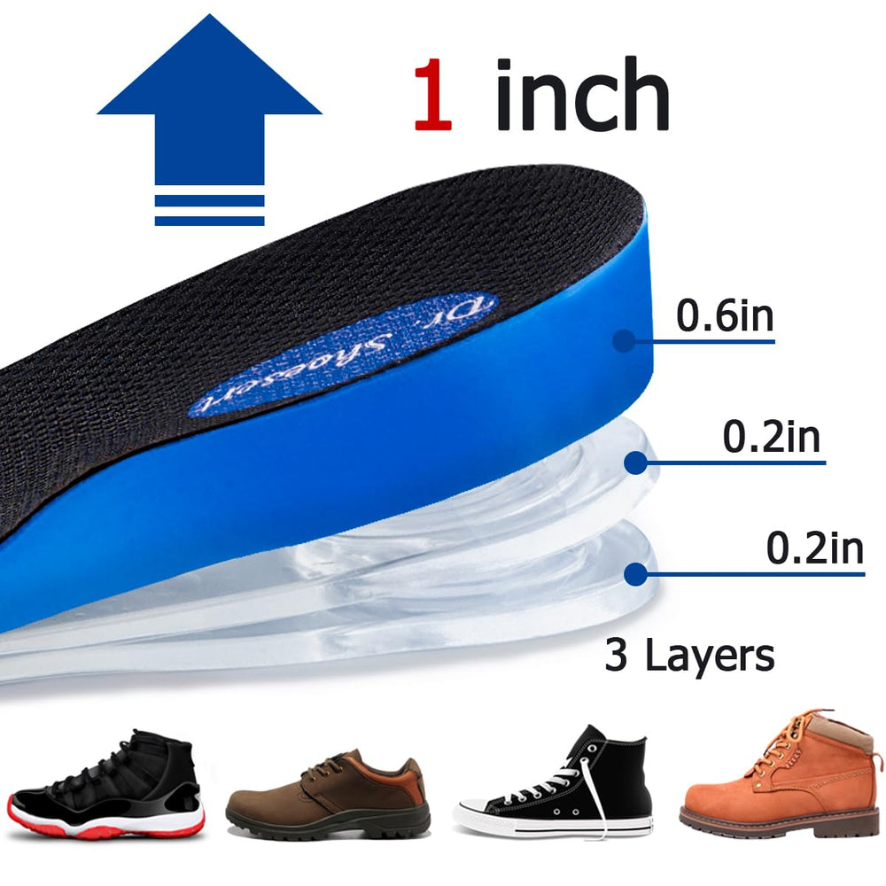 Dr. Shoesert 3-Layer Insole close-up reveals PU foam layers for customizable height.