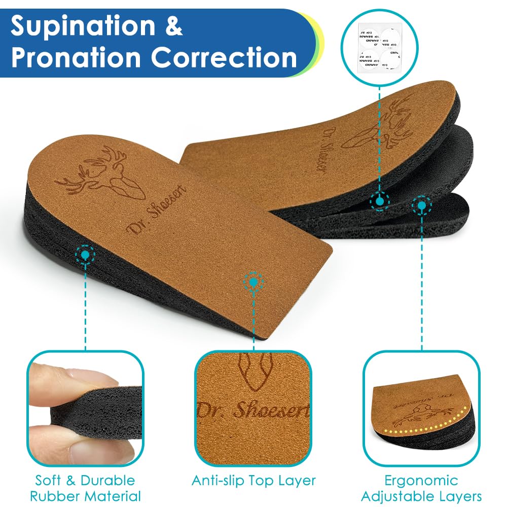 Dr. Shoesert 3-layer removable design shown with adjustable height for comfort.