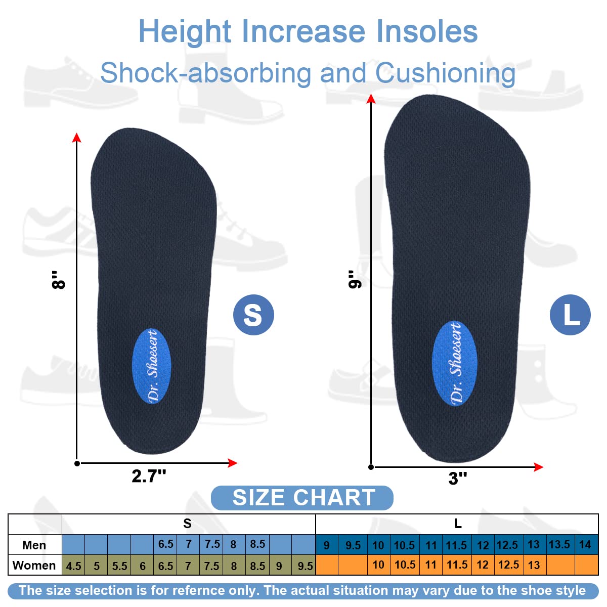 Dr. Shoesert invisible heel lift design provides subtle height increase