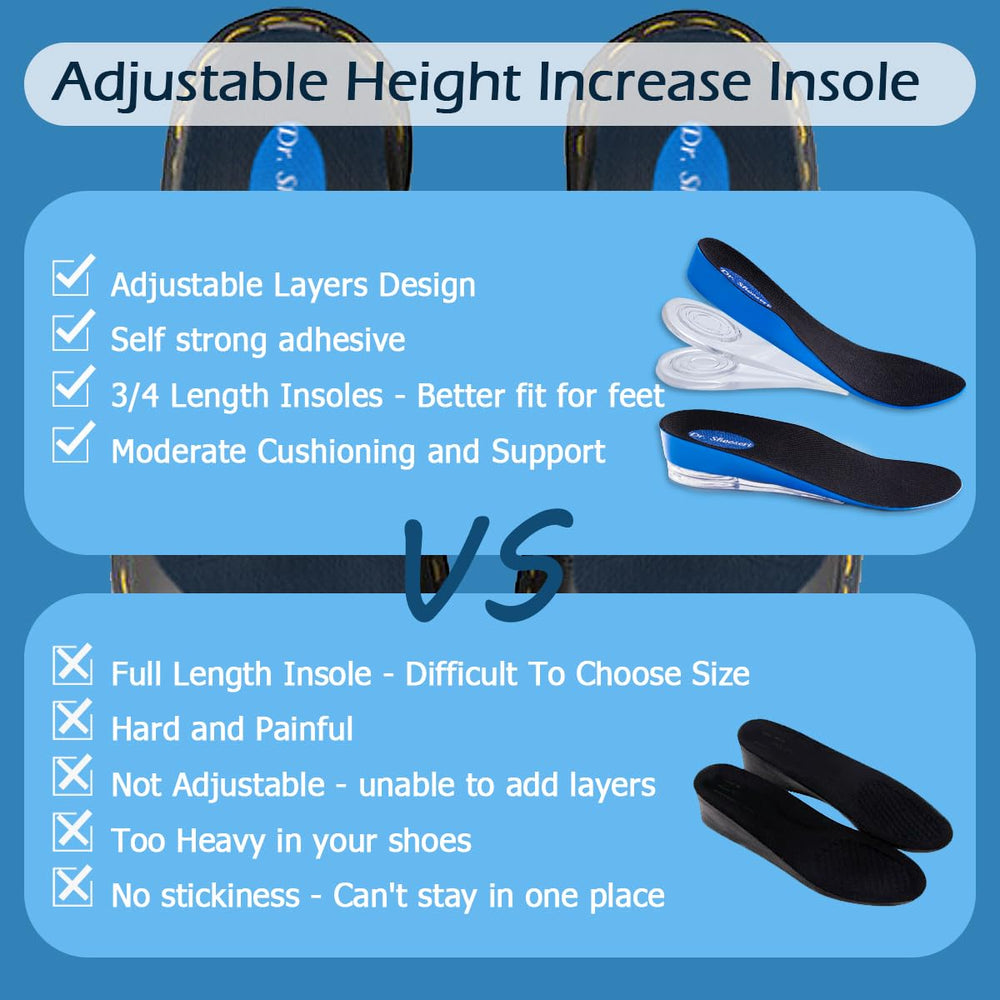 Dr. Shoesert packaging includes two pairs of strong gel layers for height customization.