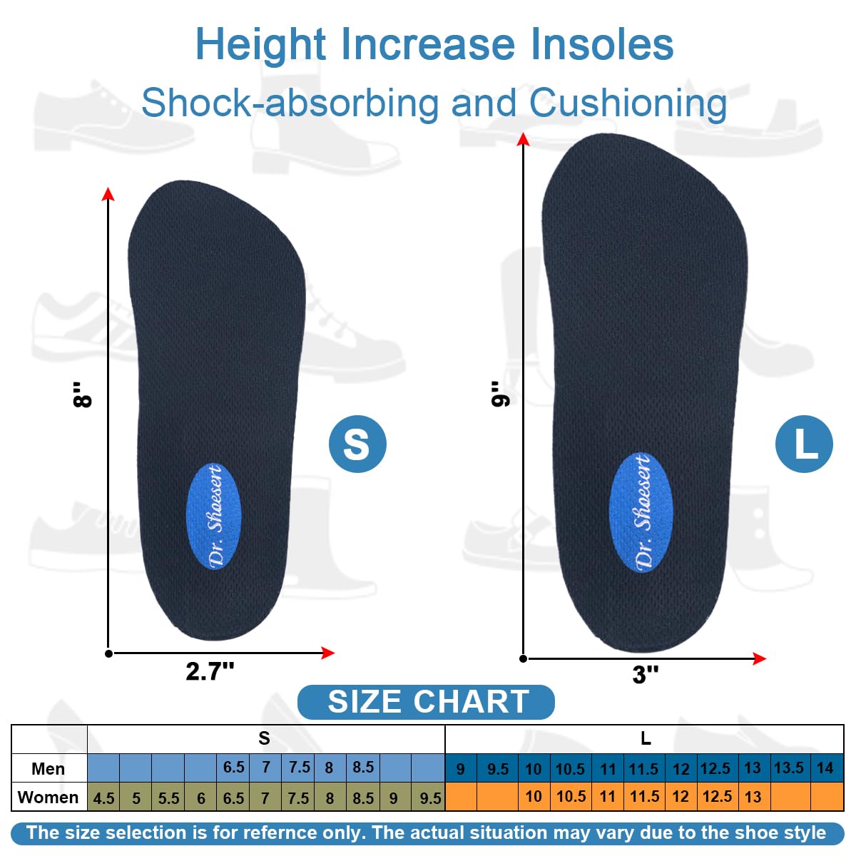 Dr. Shoesert self-adhesive PU gel layers ensure adjustable lift inside sneakers.