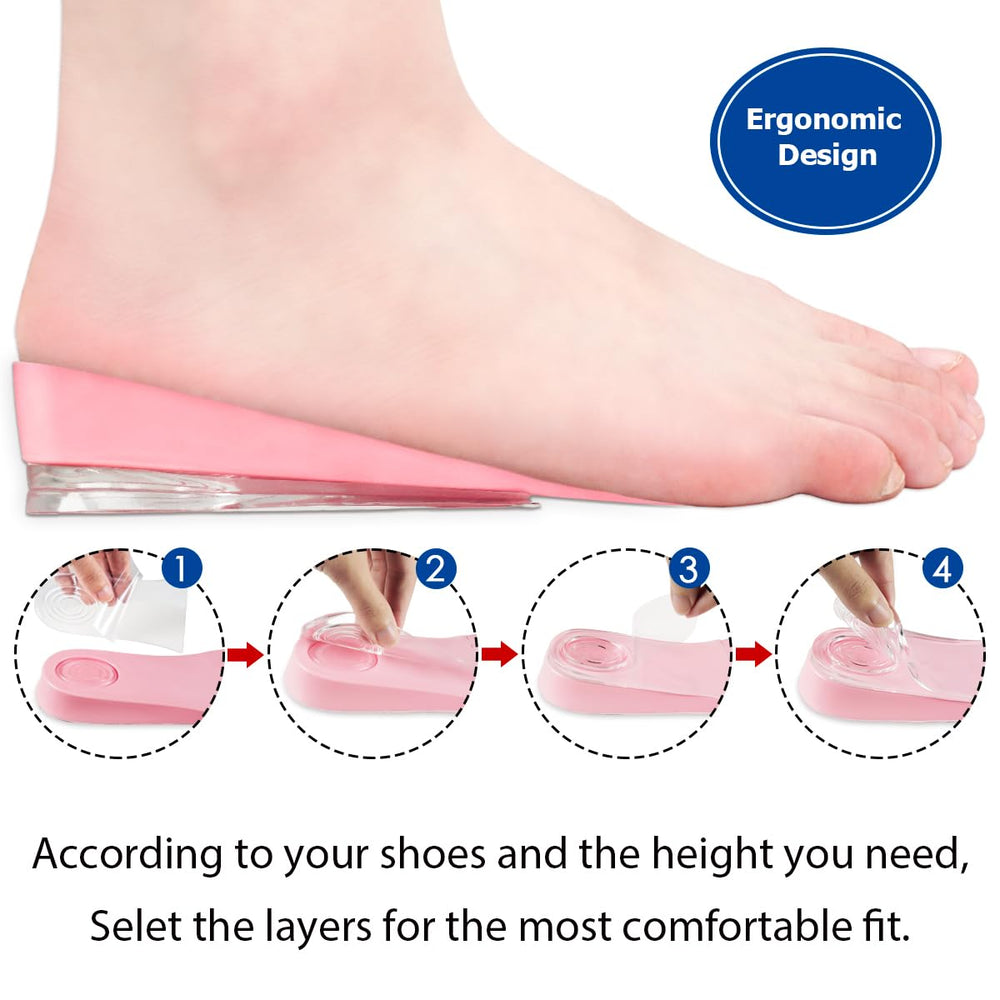 Dr. Shoesert PU gel layers shown for secure attachment and height adjustment