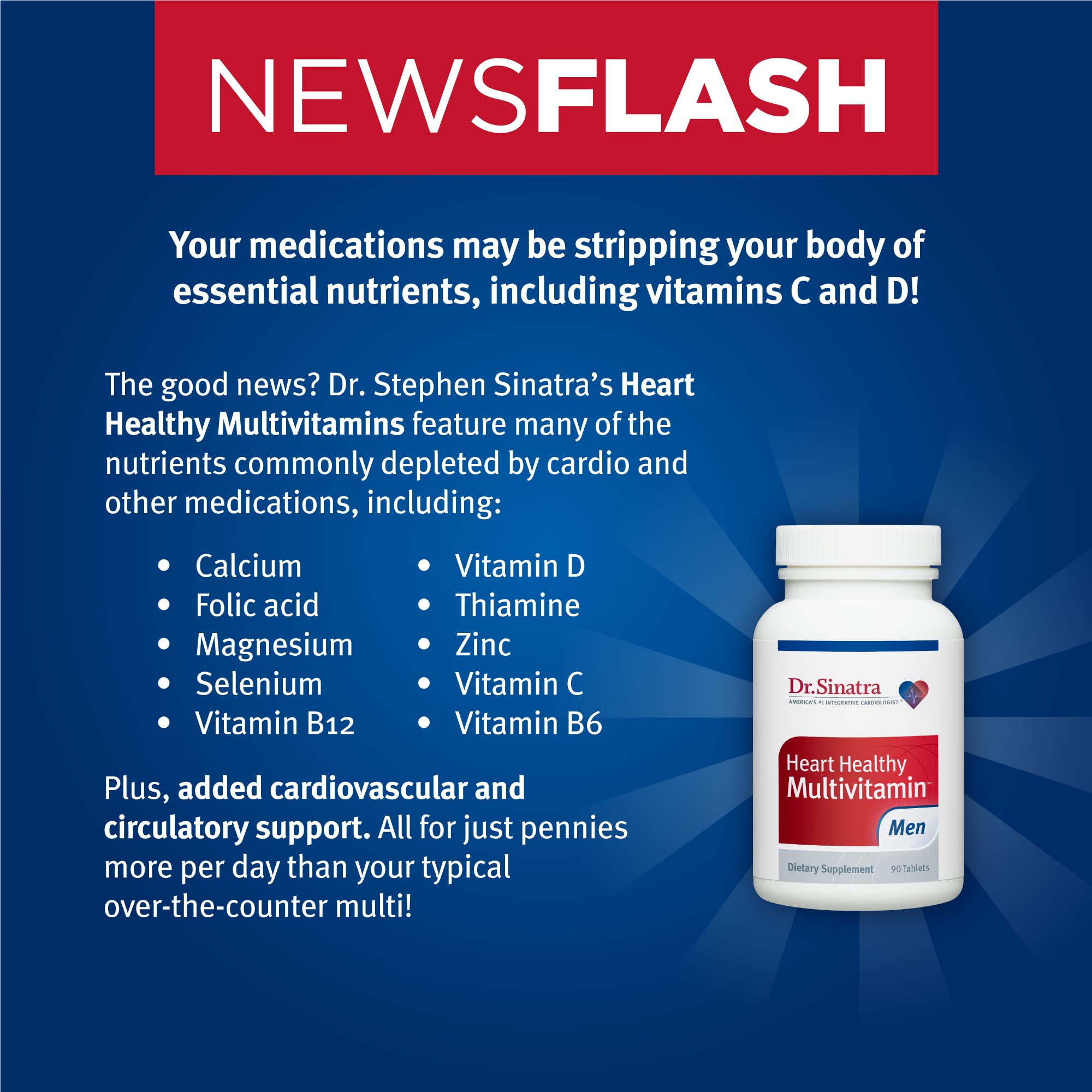 Packaging box of Dr. Sinatra Heart Healthy Multivitamin for Men, ready for daily use.