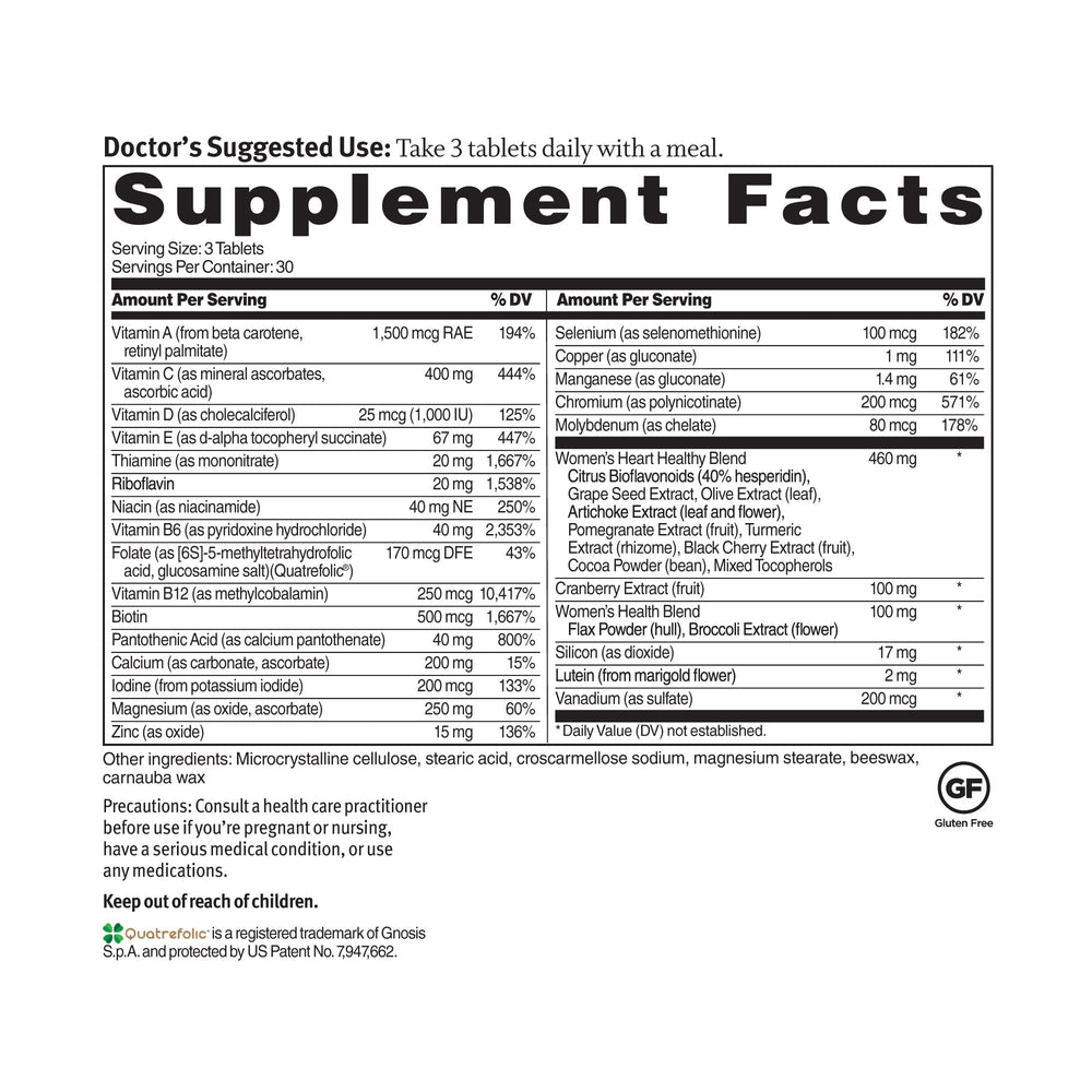 Close-up of Dr. Sinatra Heart Healthy Multivitamin tablets for daily wellness routine