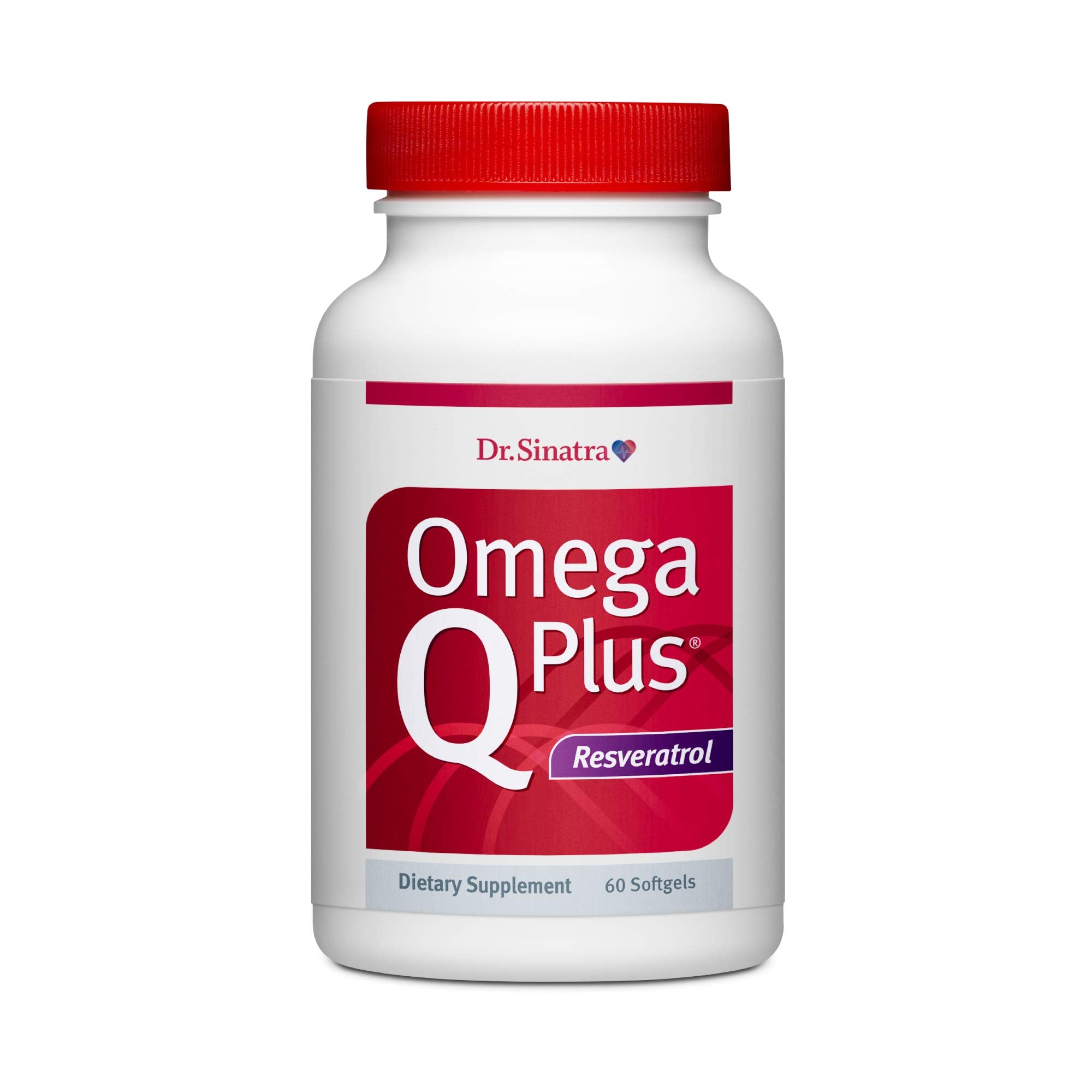 Dr. Sinatra Omega Q Plus Resveratrol bottle front for heart health support.