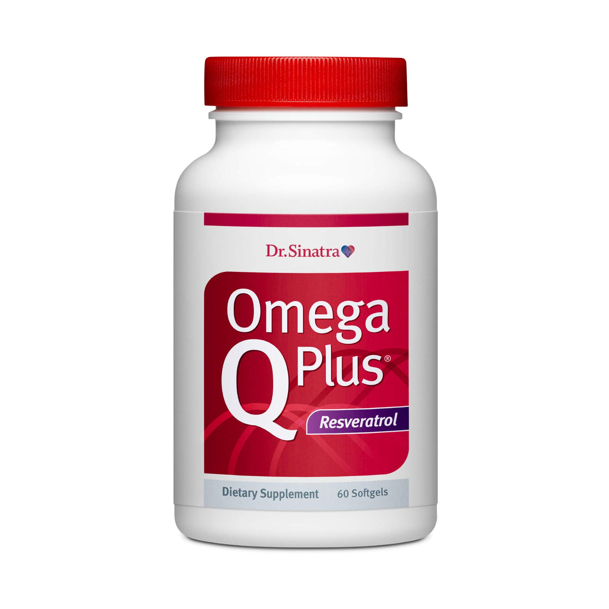 Dr. Sinatra Omega Q Plus Resveratrol bottle front for heart health support.