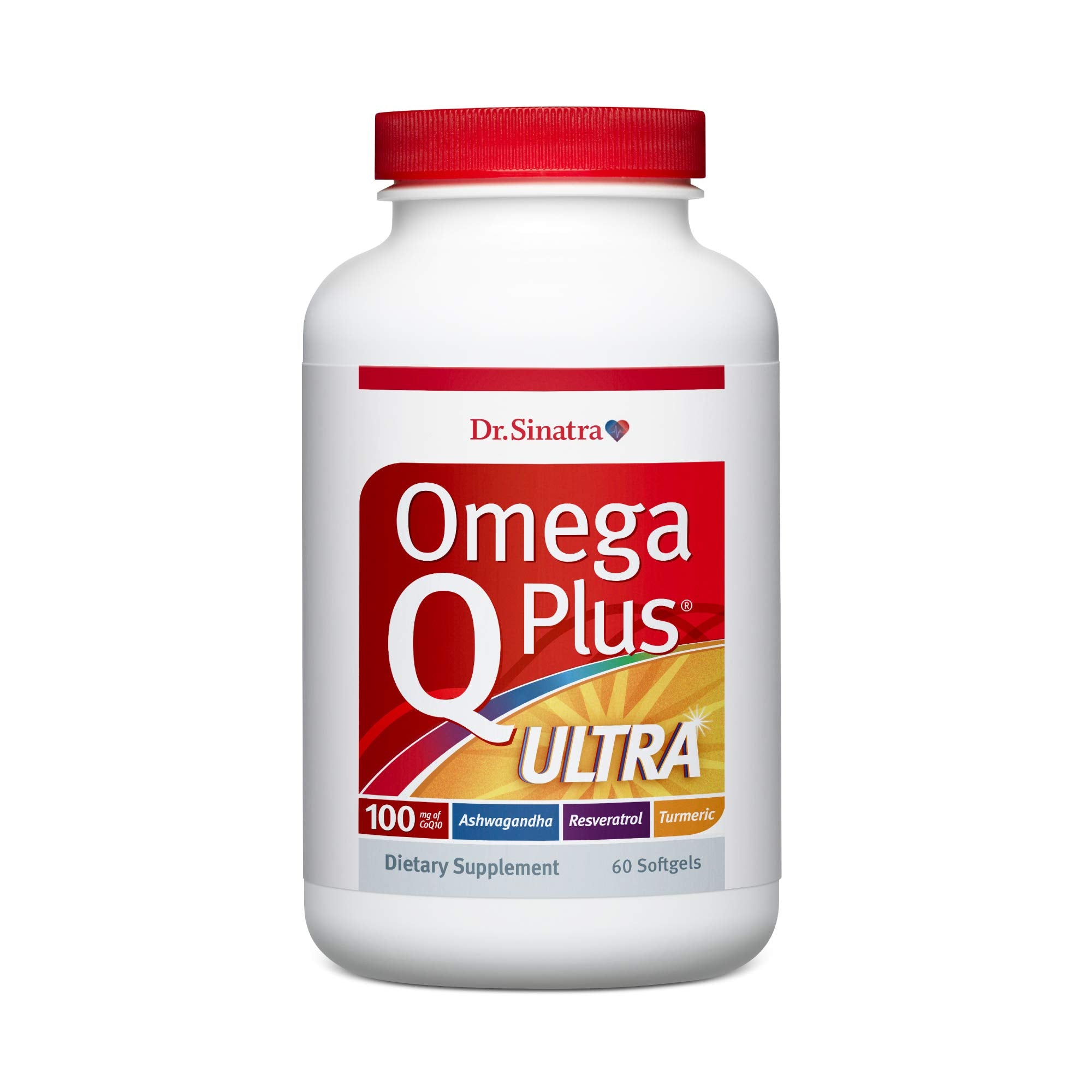 Dr. Sinatra Omega Q Plus Ultra bottle for convenient heart health support.