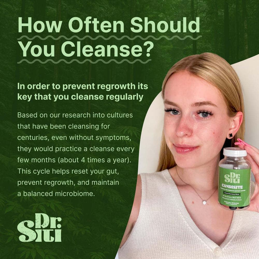 Gummies pack of Dr. Siti Candisite features 60 vegan gummies for daily wellness.