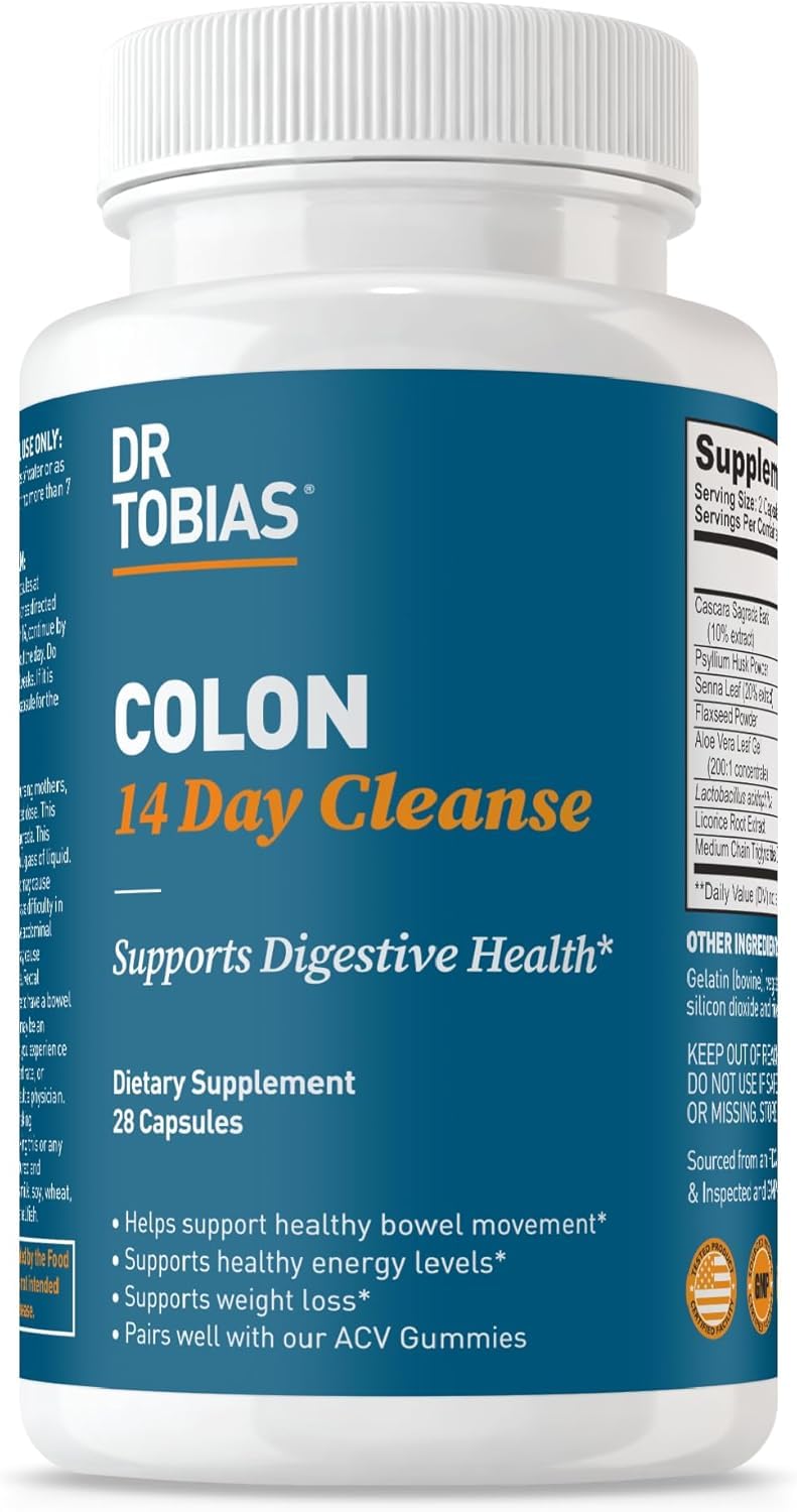 Dr. Tobias Colon Cleanse bottle top view showing dosage and ease of use.