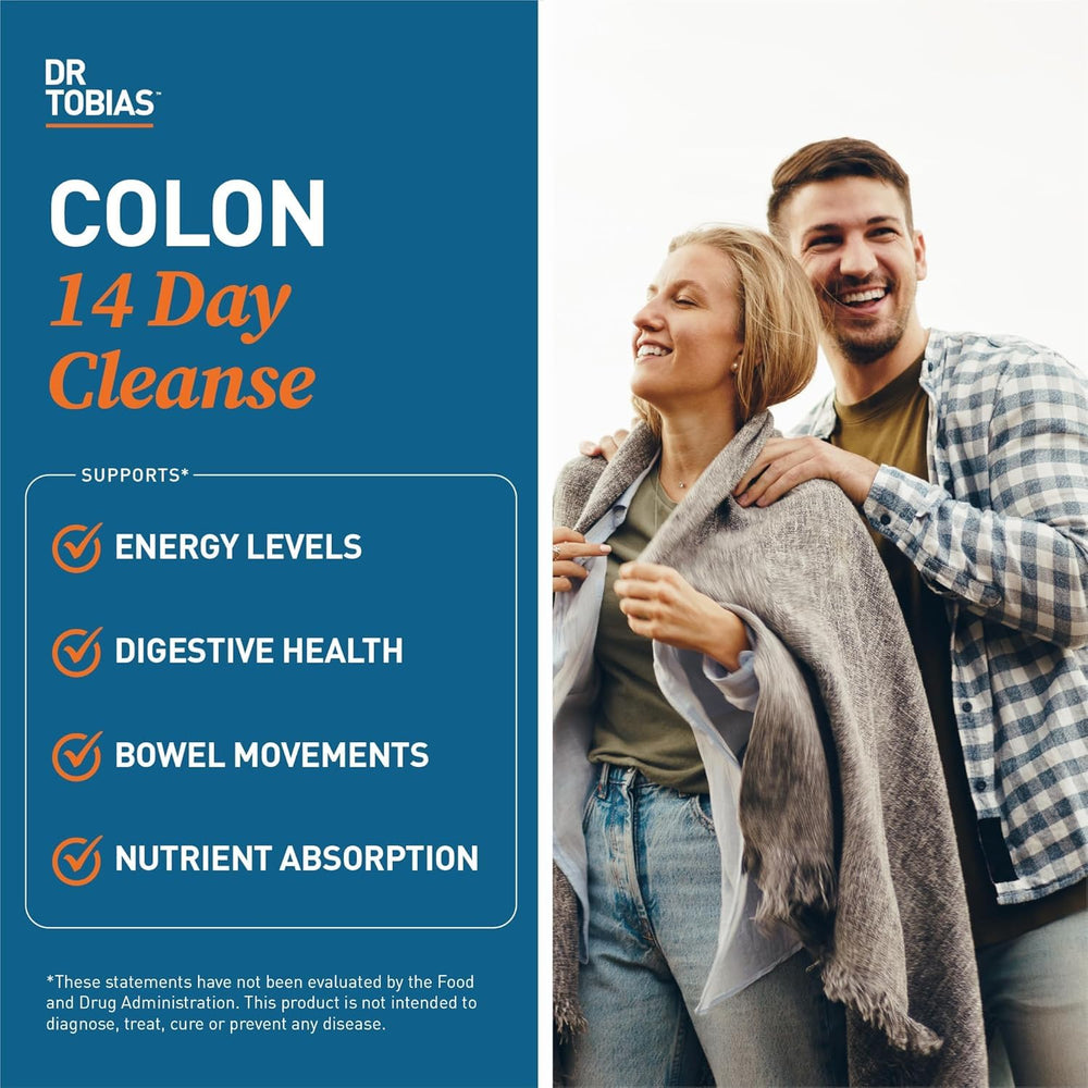 Dr. Tobias Colon Cleanse bottle with label showing non-GMO and 28 capsules.