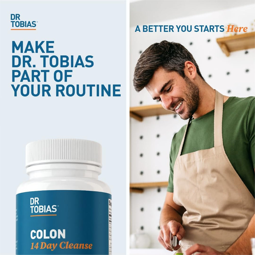 Digestive health scene shows everyday routine with Dr. Tobias cleanse.