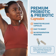 Ingredients panel of Dr. Tobias Deep Immune Probiotics on label.