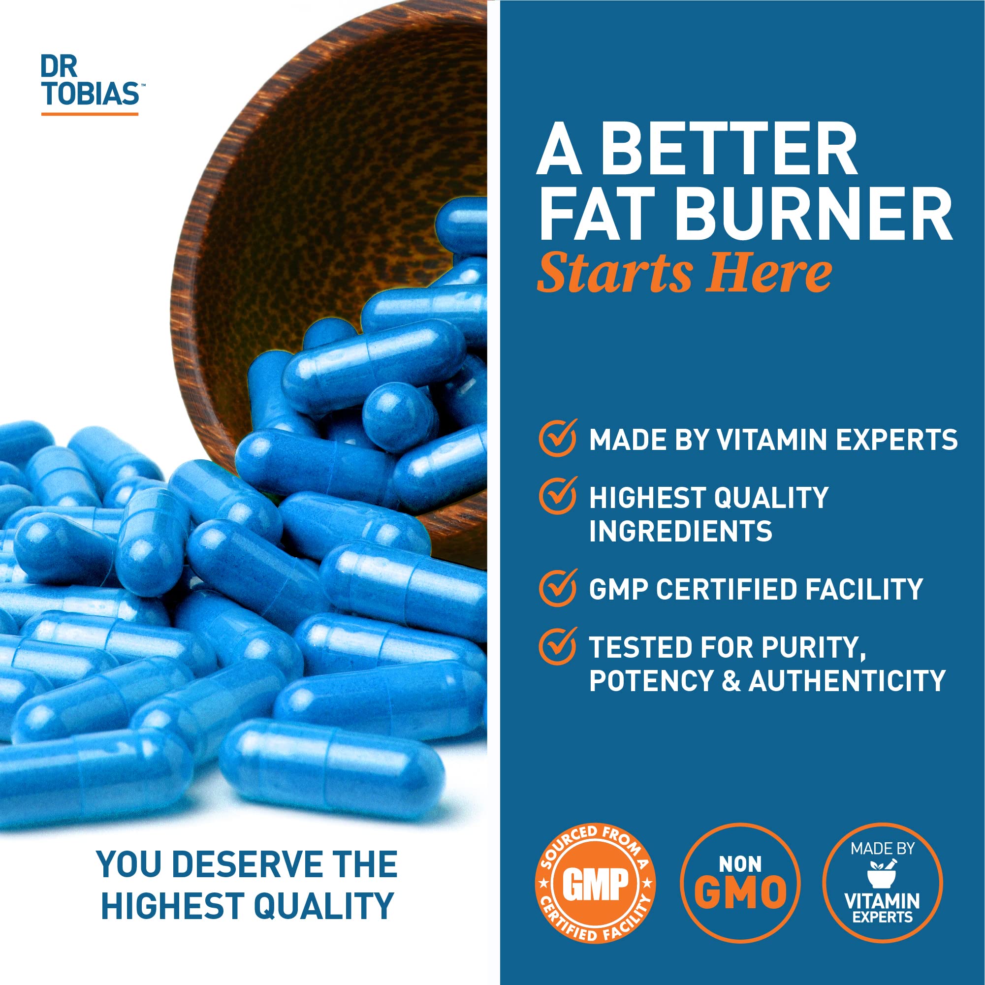 Dr. Tobias Fat Burner Nightly packaging shown with detailed ingredients on the label