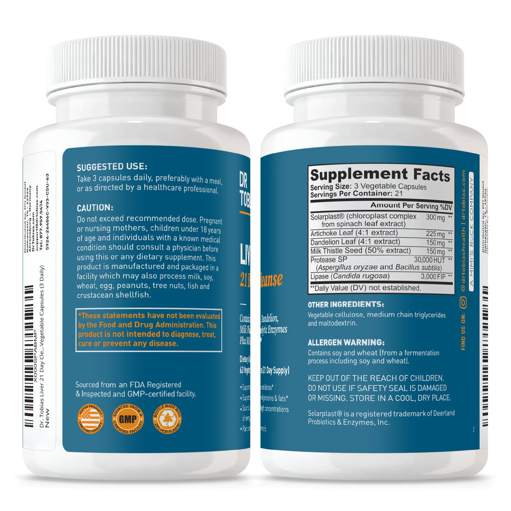Dr. Tobias Liver 21 Day Cleanse digestive enzymes; aids protein and fat breakdown.