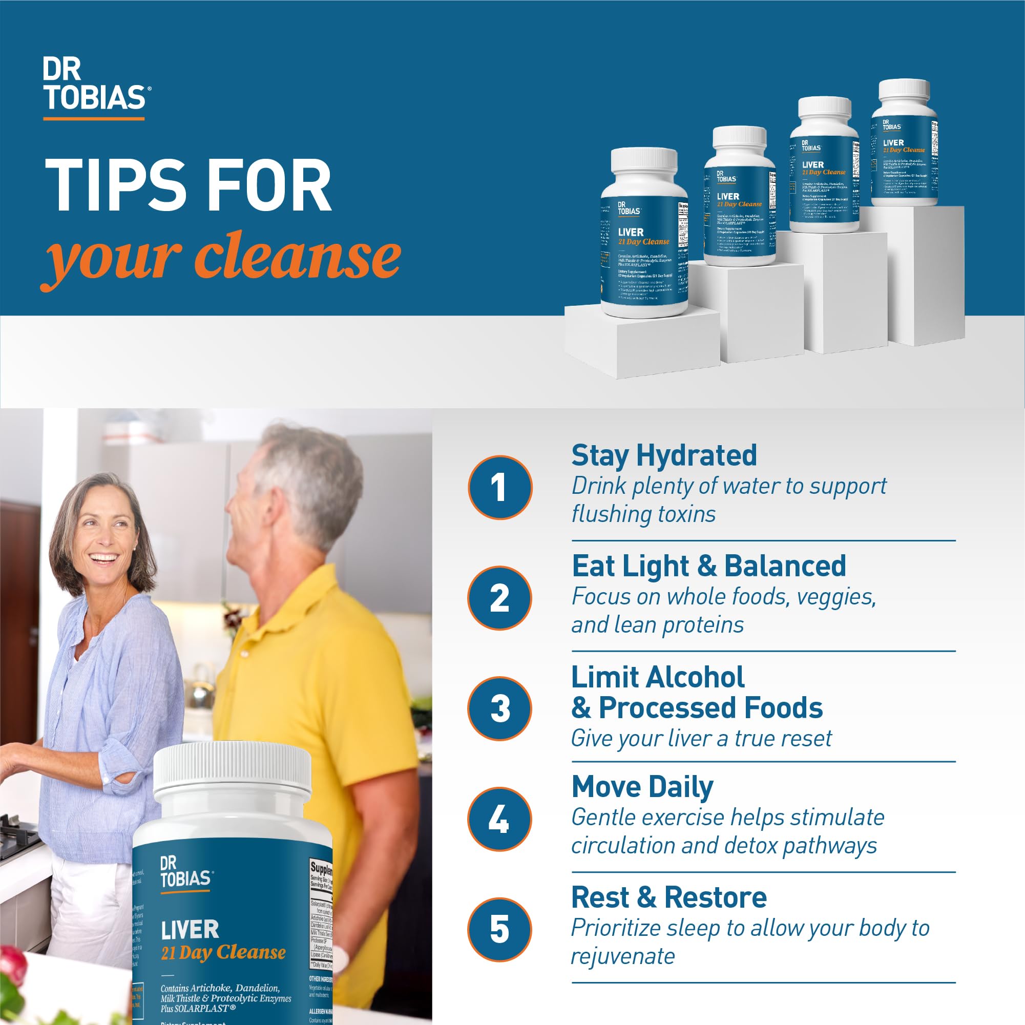 Dr. Tobias Liver 21 Day Cleanse packaging; 63 capsules per bottle for a 21-day plan.