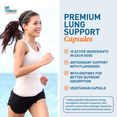 Dr. Tobias Lung Health GMP and non-GMO label on packaging.