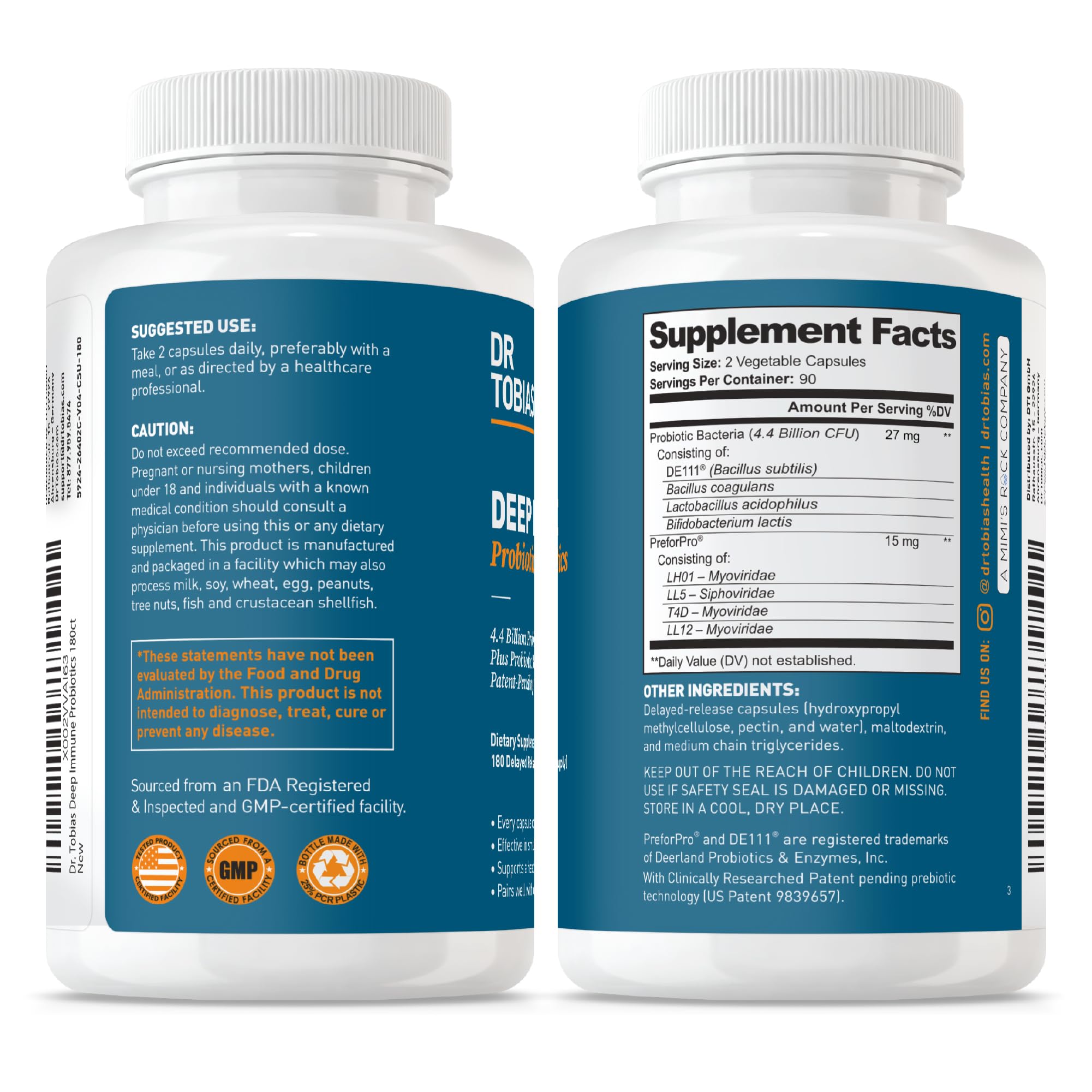 Dr. Tobias USA-made facility seal indicating high safety standards.