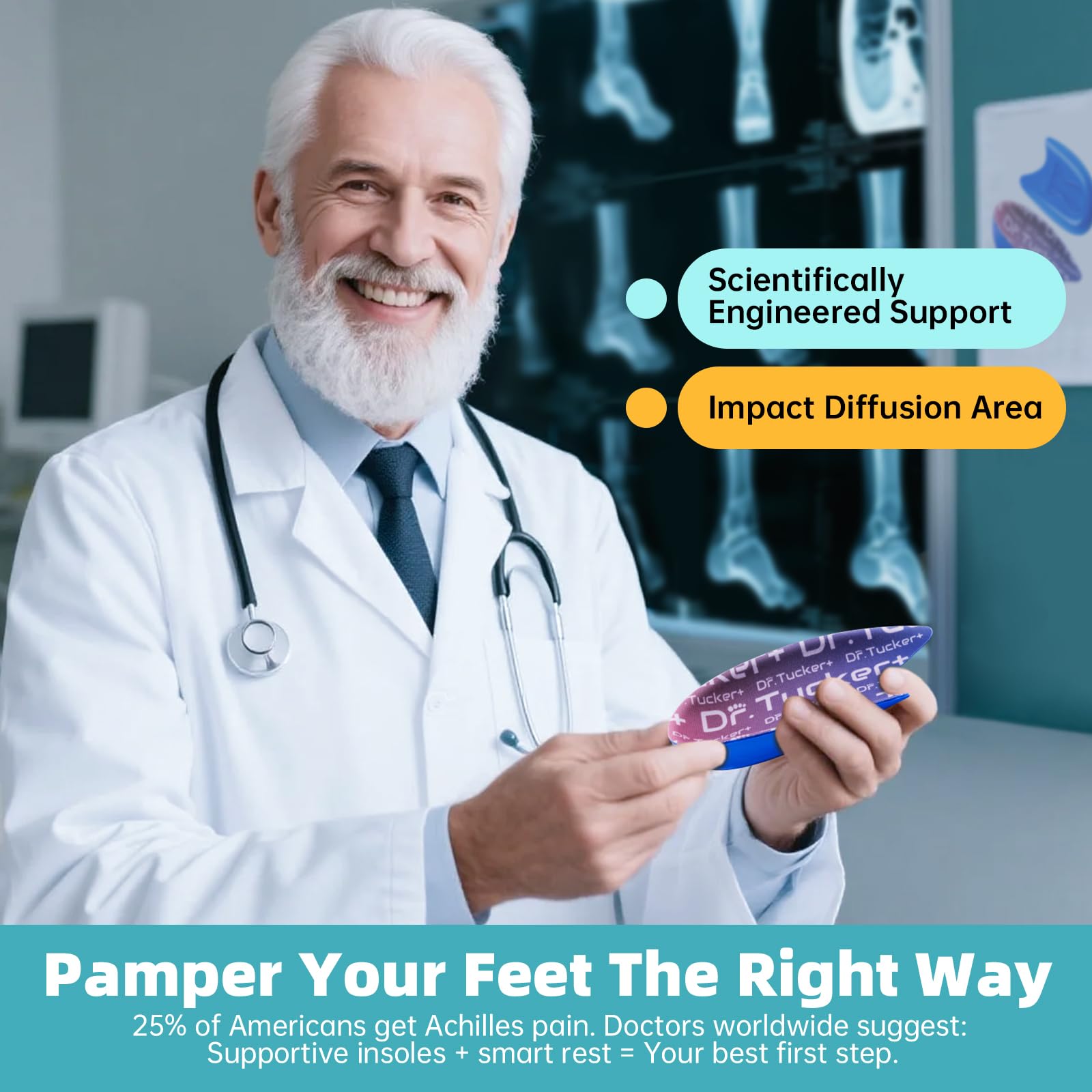 DR.TUCKER+ angled cup design minimizes height differences in shoes