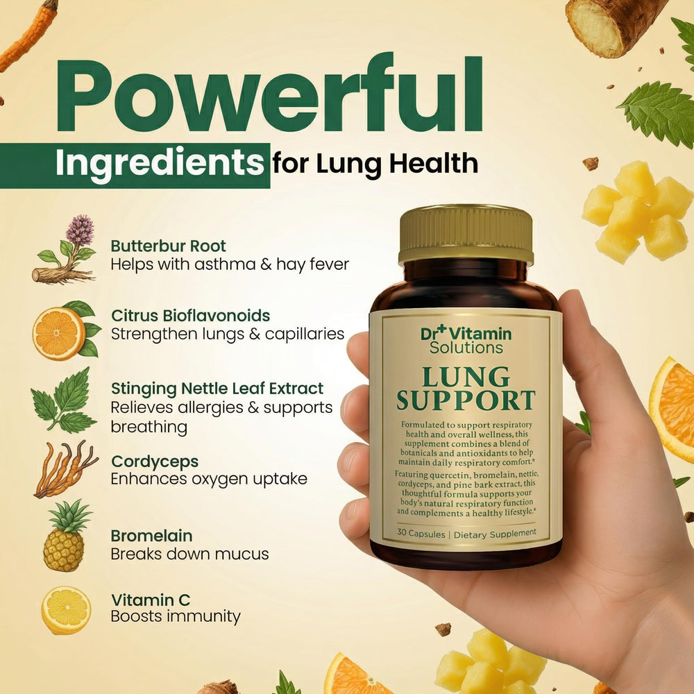 DR VITAMIN SOLUTIONS Lung Detox vegan capsules for daily use.