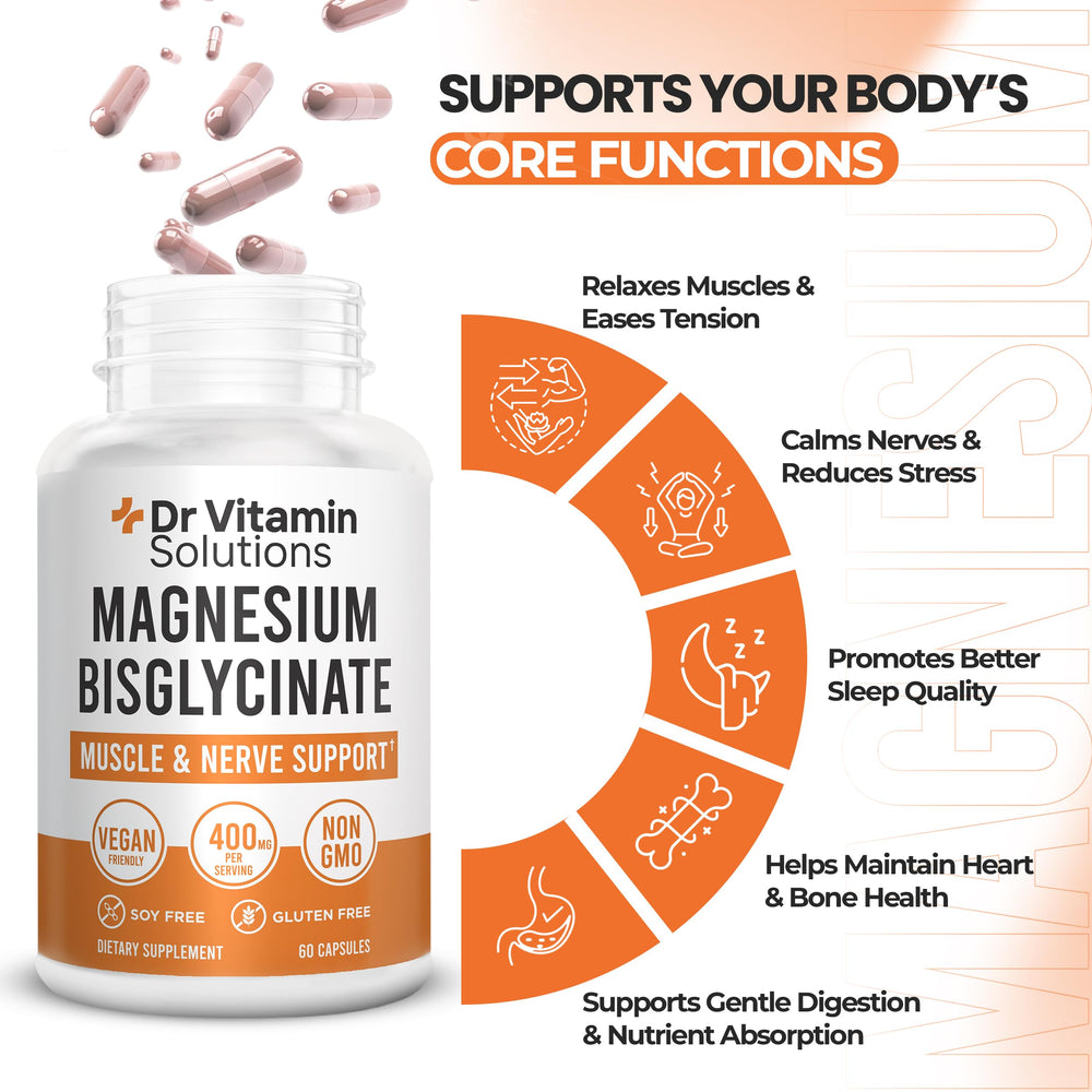 DR VITAMIN SOLUTIONS bottle with water illustrates easy daily routine.