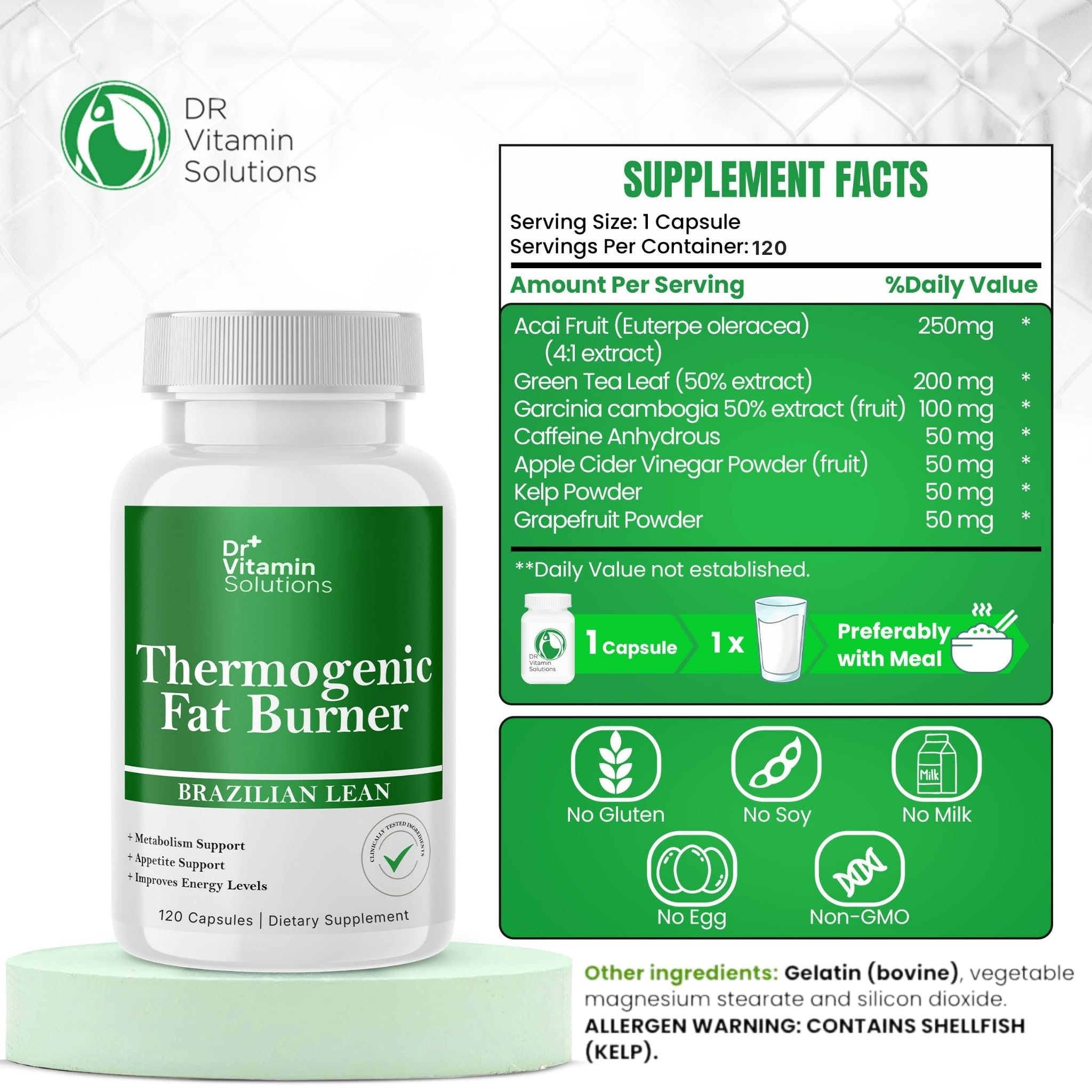 DR Vitamin Solutions capsules close-up ready for a simple daily weight management routine.