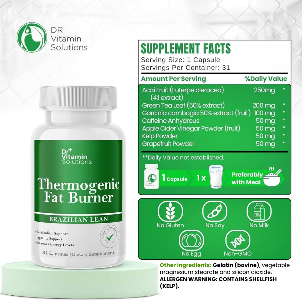 DR VITAMIN SOLUTIONS capsules close-up highlights easy-to-swallow form and energy support.