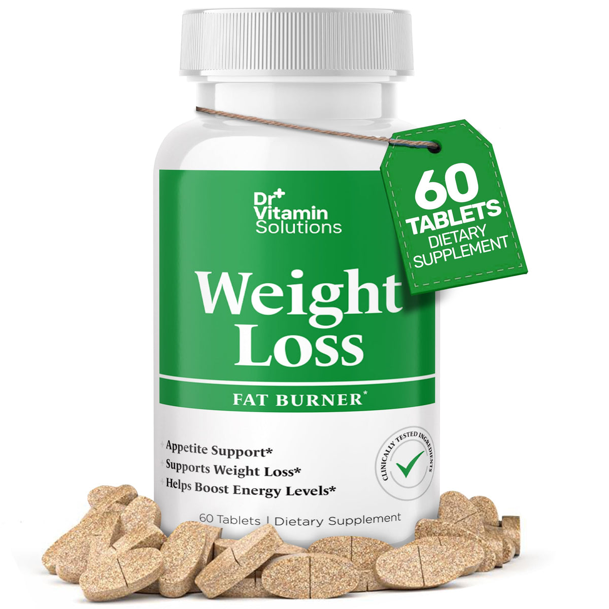 DR VITAMIN SOLUTIONS fat burner women bottle promotes daily energy and appetite control.