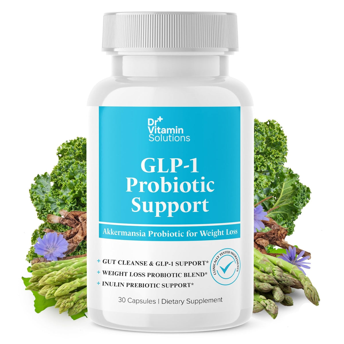 DR VITAMIN SOLUTIONS GLP-1 probiotic capsule supports fullness cues and appetite.