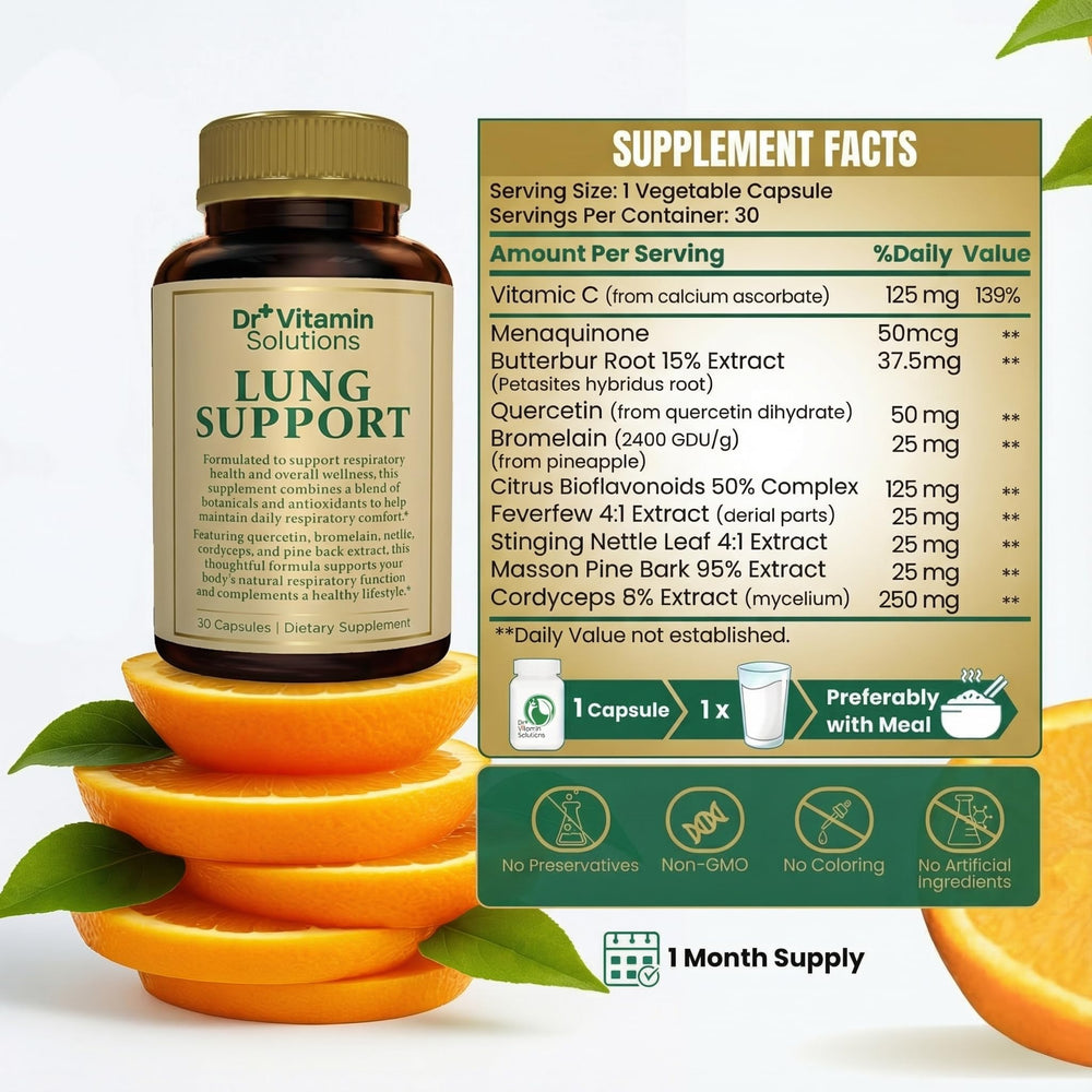 DR VITAMIN SOLUTIONS Lung Detox mucus relief focus with Bromelain.