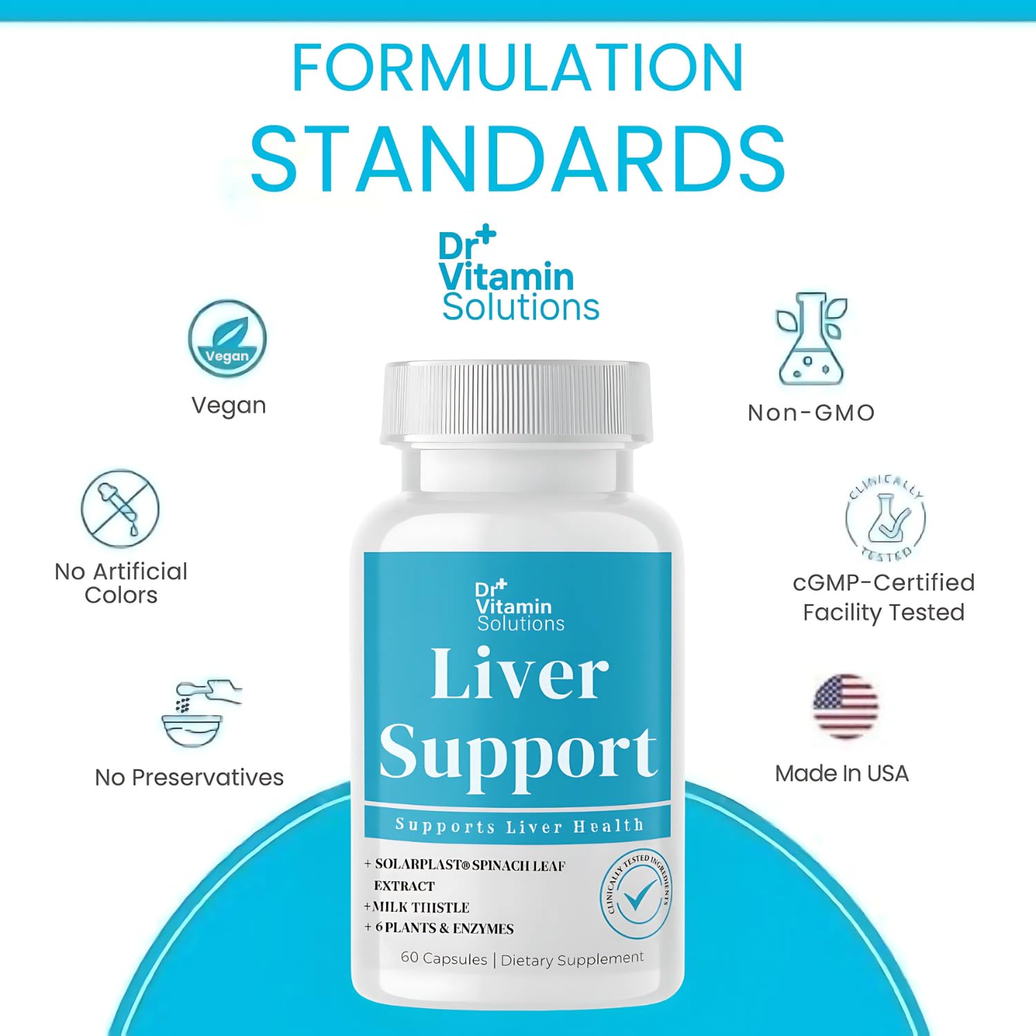 DR VITAMIN SOLUTIONS Made in USA badge indicating quality manufacturing.
